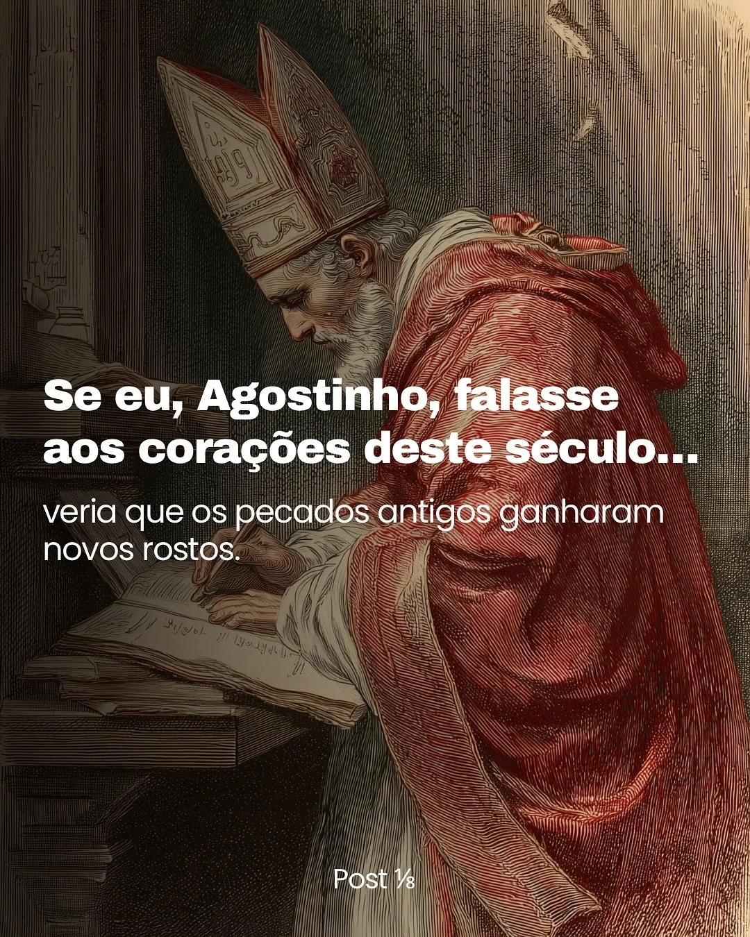Os pecados mudaram de rosto.

N&atilde;o est&atilde;o mais escondidos nas sombras.
Eles vivem nas telas, nas rotinas aceleradas e nas m&aacute;scaras que vestimos para parecer fortes.

O que era soberba, tornou-se culto &agrave; imagem.
O que era pre