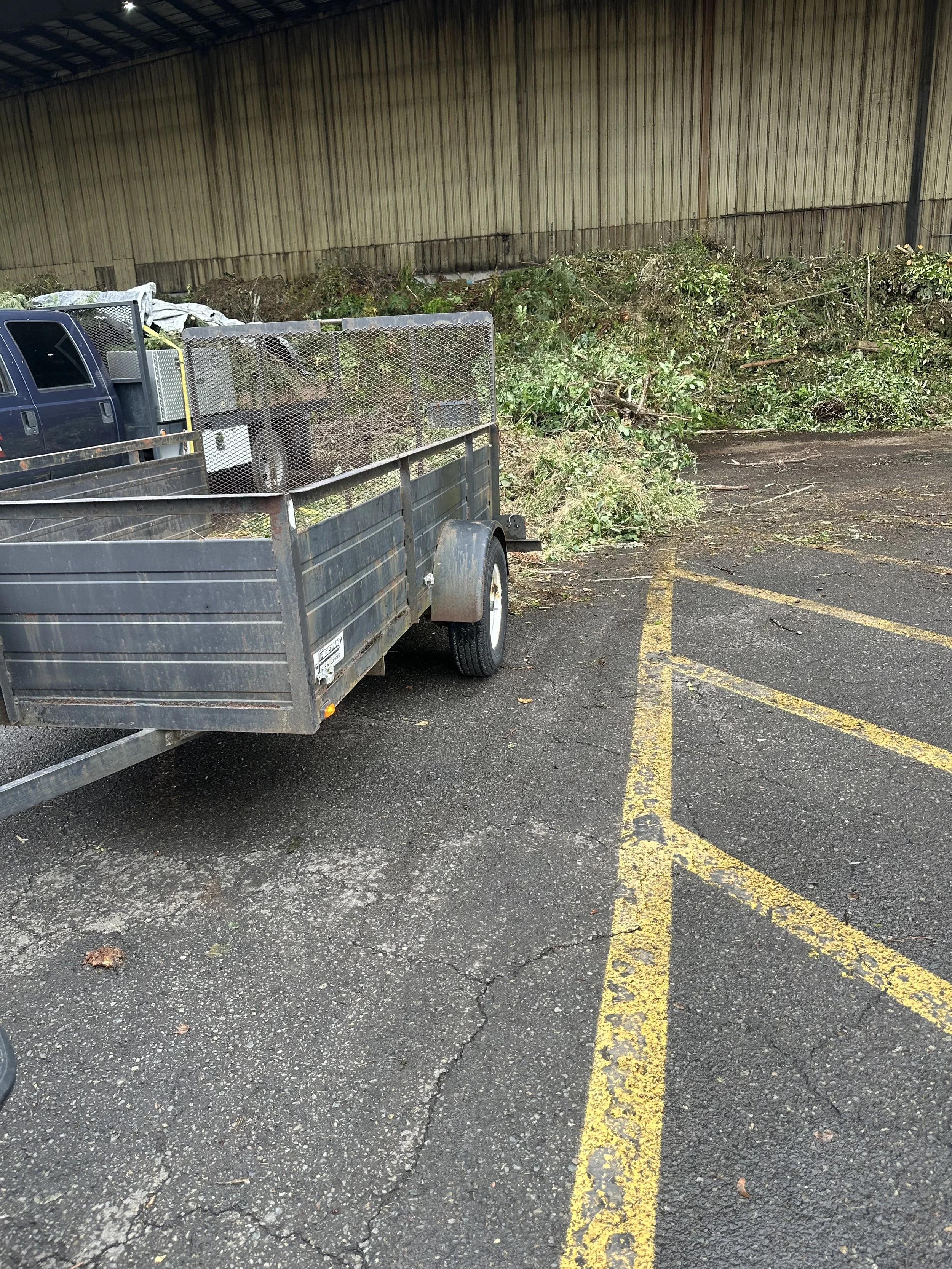 After the drop-off — yard debris unloaded at a recycling center in Pierce County, WA.