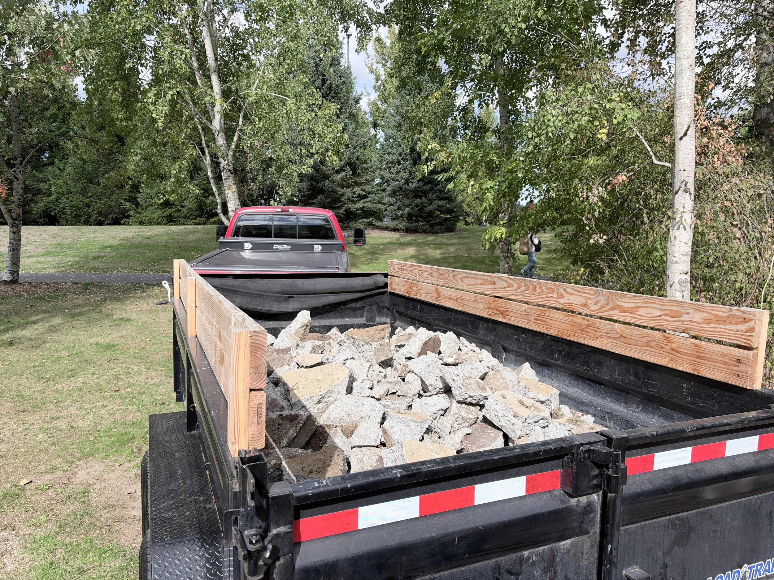 Dump trailer loaded with 5,160 pounds of broken concrete from a sidewalk debris removal project in Pierce County, WA.