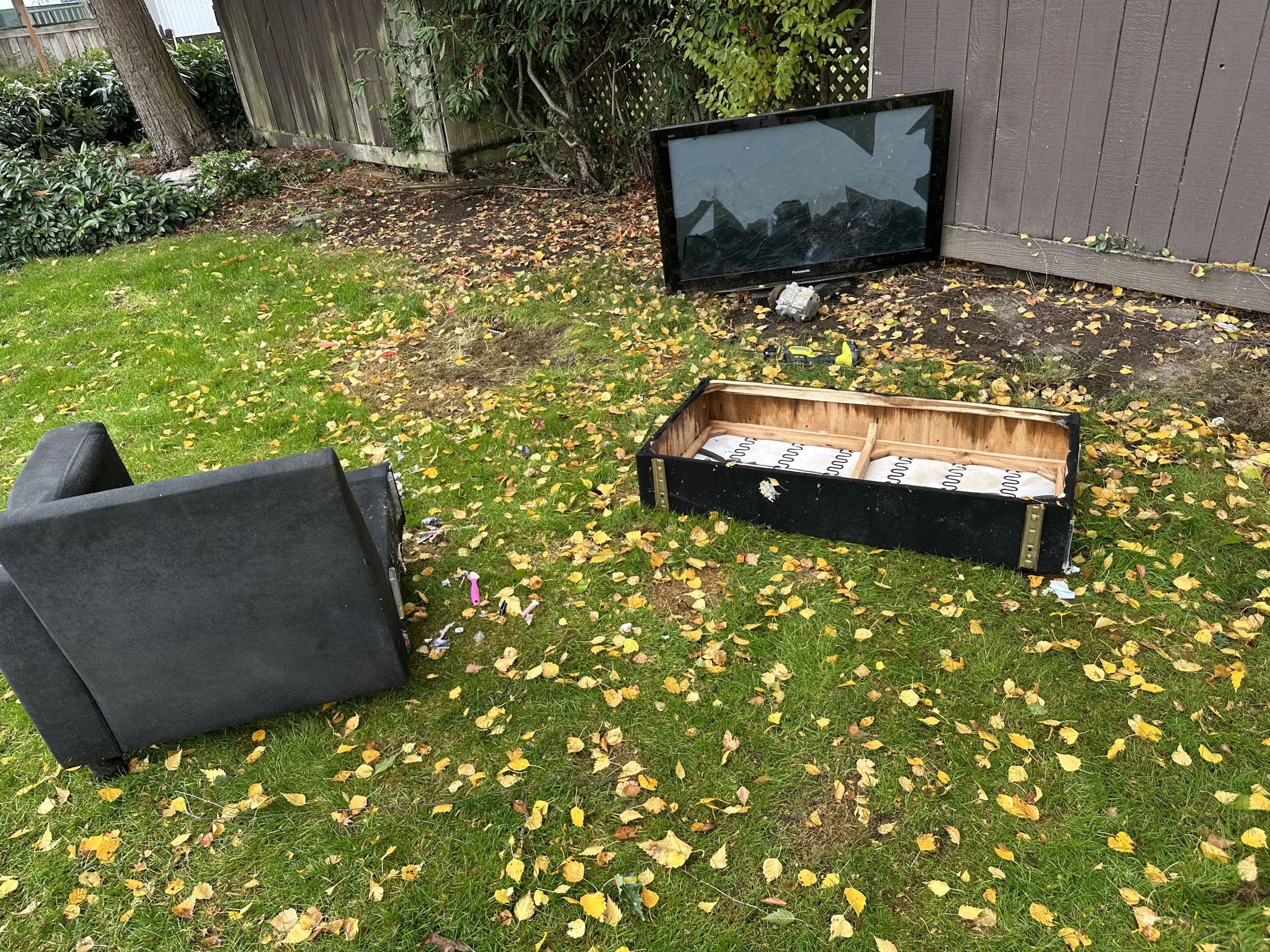 DAY 2 — Cleaning up illegal dumping at the front of the park.