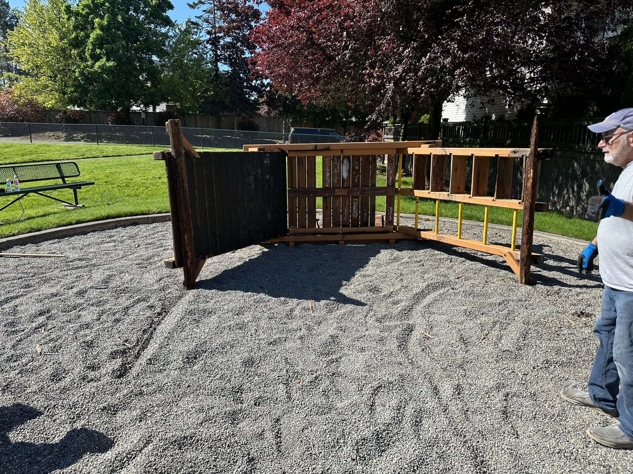 Tear-out progress — main structure broken down safely, Puyallup WA.