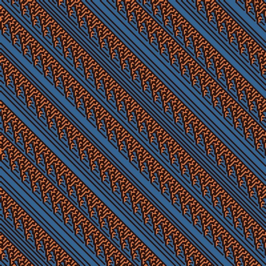 Another cellular atomaton reminiscent of traditional indonesian batik patterns.
.
#geometricpatterns #seamlesspattern #boldpatterns #algorithmicart #digitalpatterns #codeart #batikindonesia #javabatik