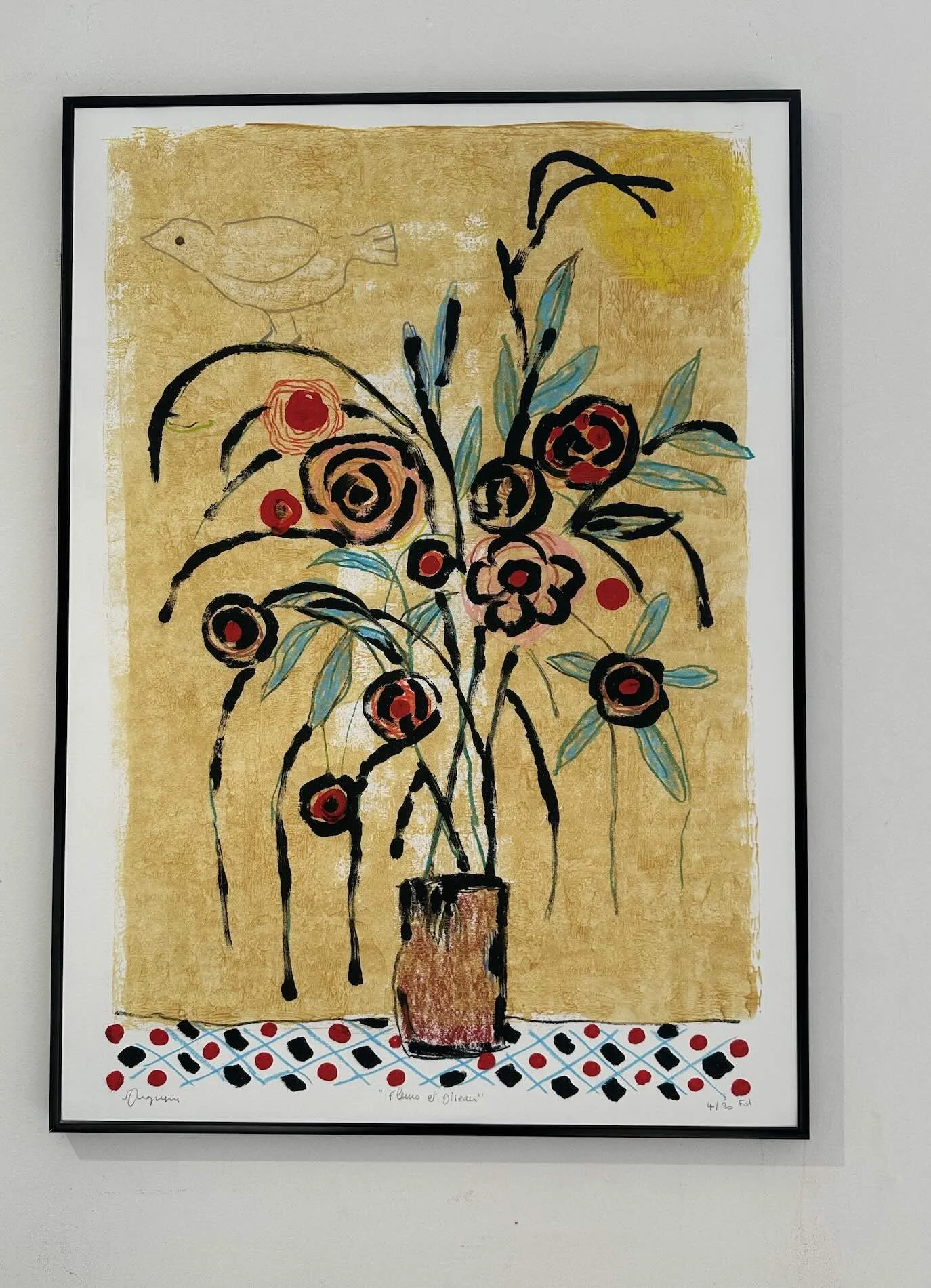 Fleurs et oiseau