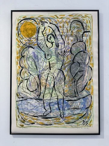 "NU À LA RIVIÈRE", peinture sur papier