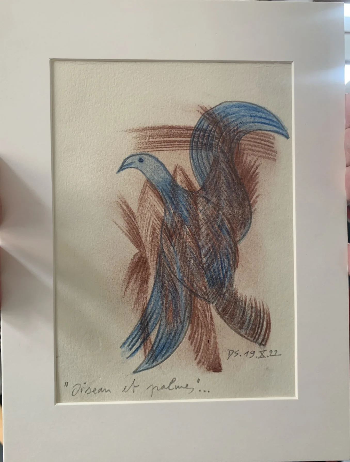 Oiseau et palmes