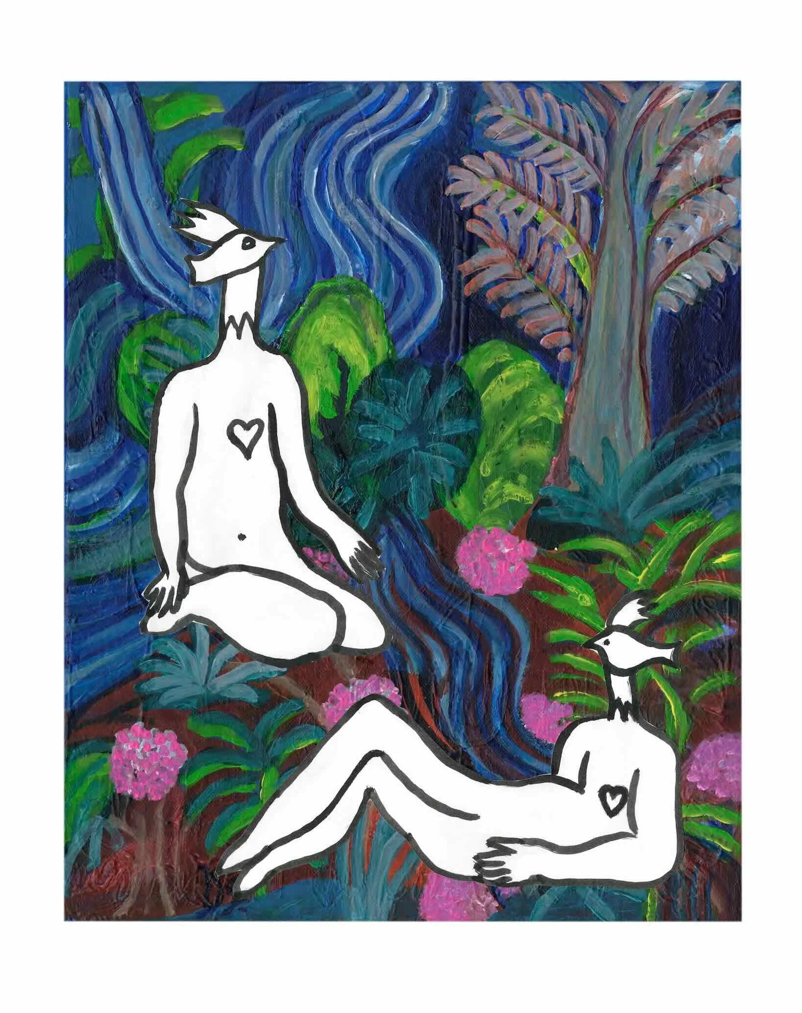 "Conversation au jardin"
41 x 33 cm (16.14 x 12.99 inches)
Collage sur toile
Prix : 400 €