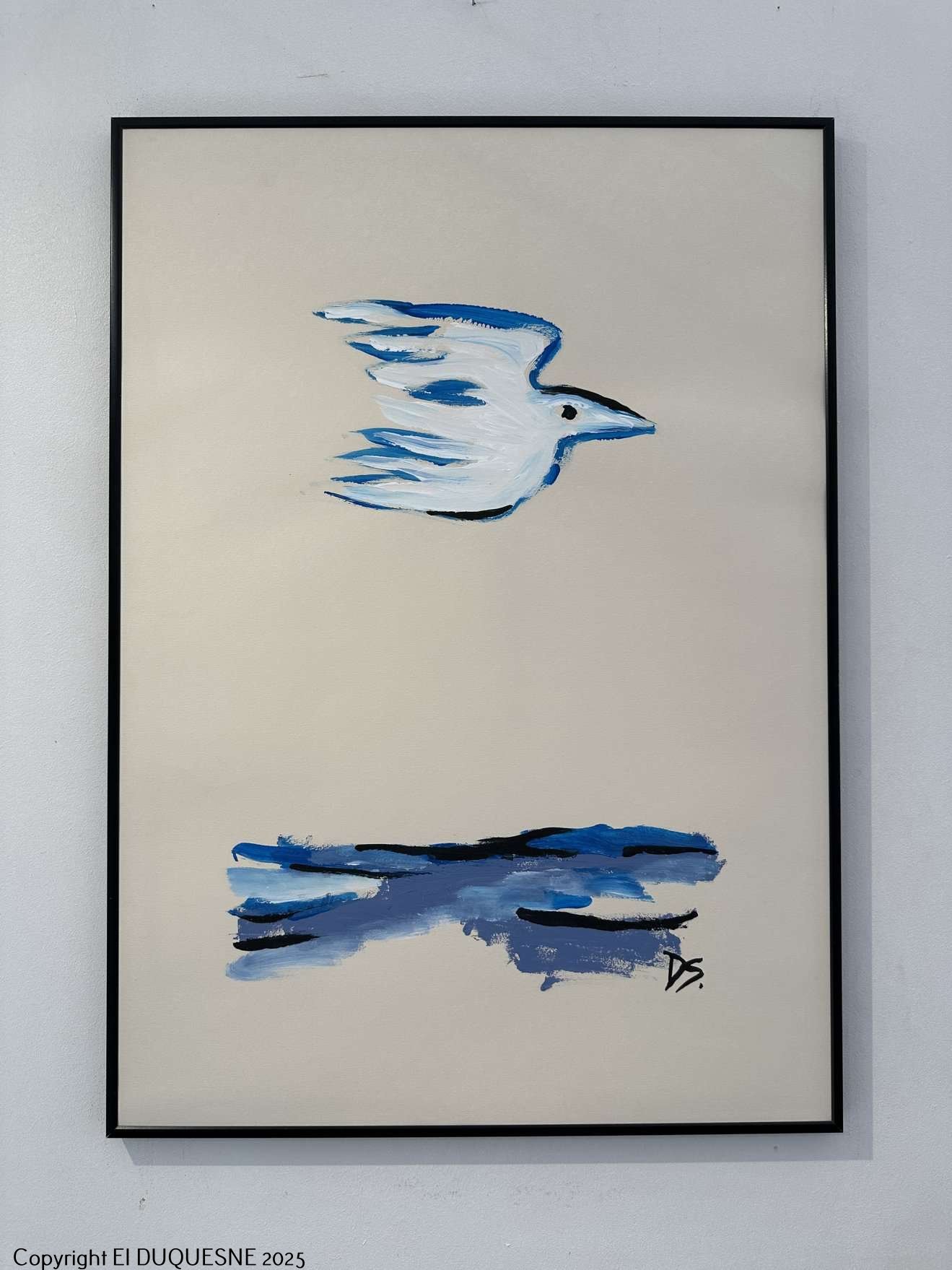 "OISEAU BLEU, MER BLEUE", peinture sur papier