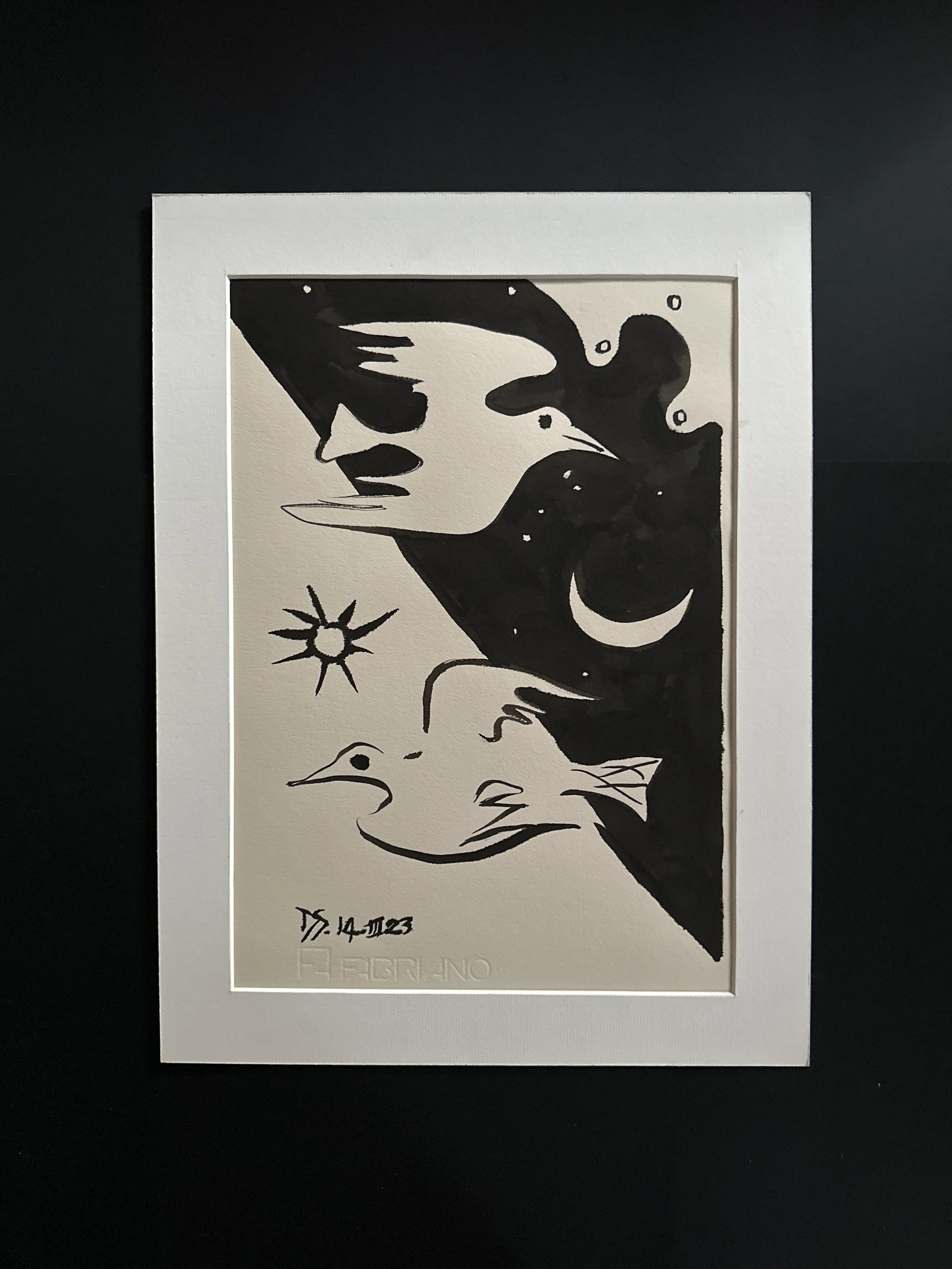 "Nuit et lumière", encre sur papier