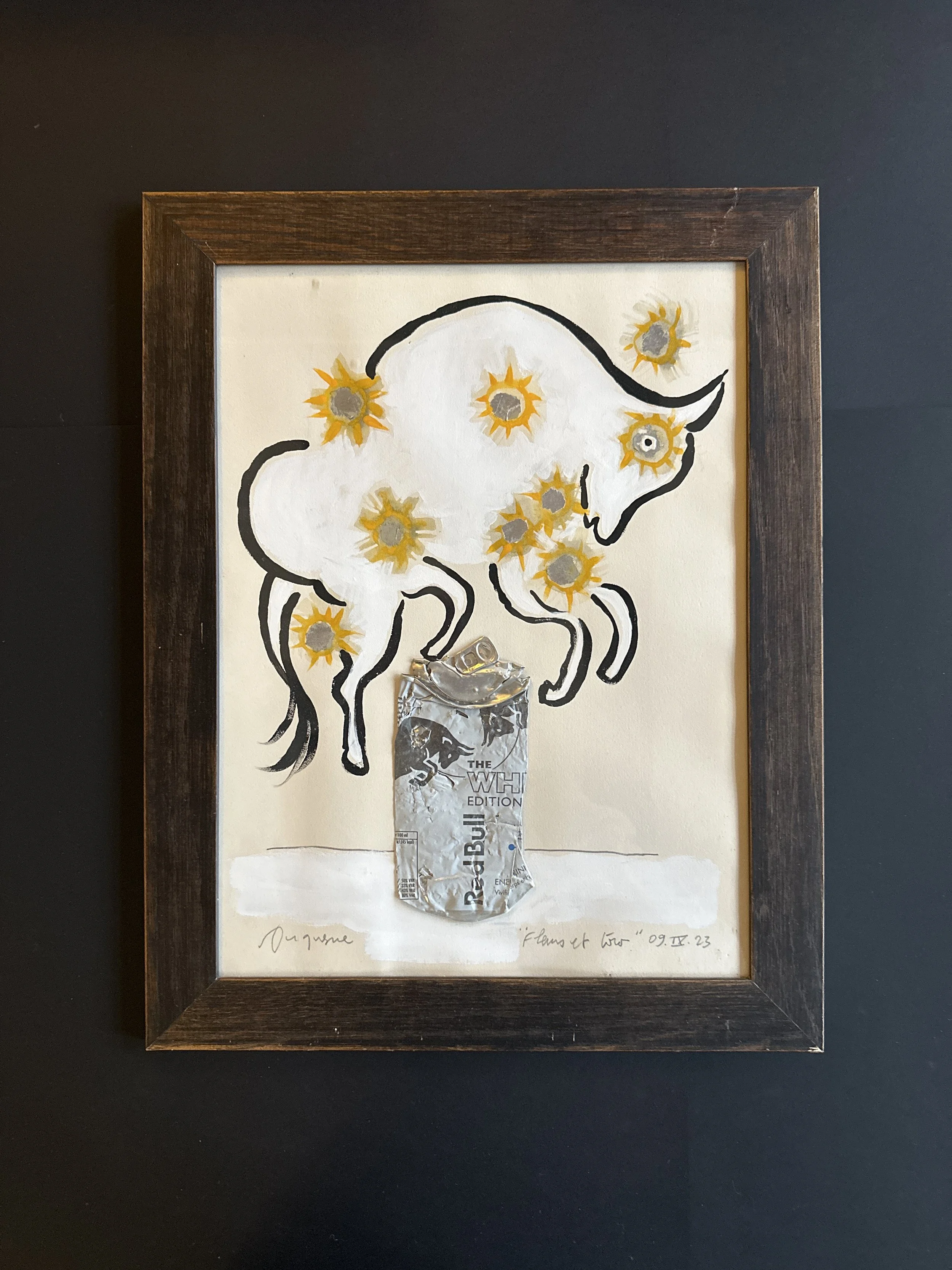 “Fleurs et taureau” collage