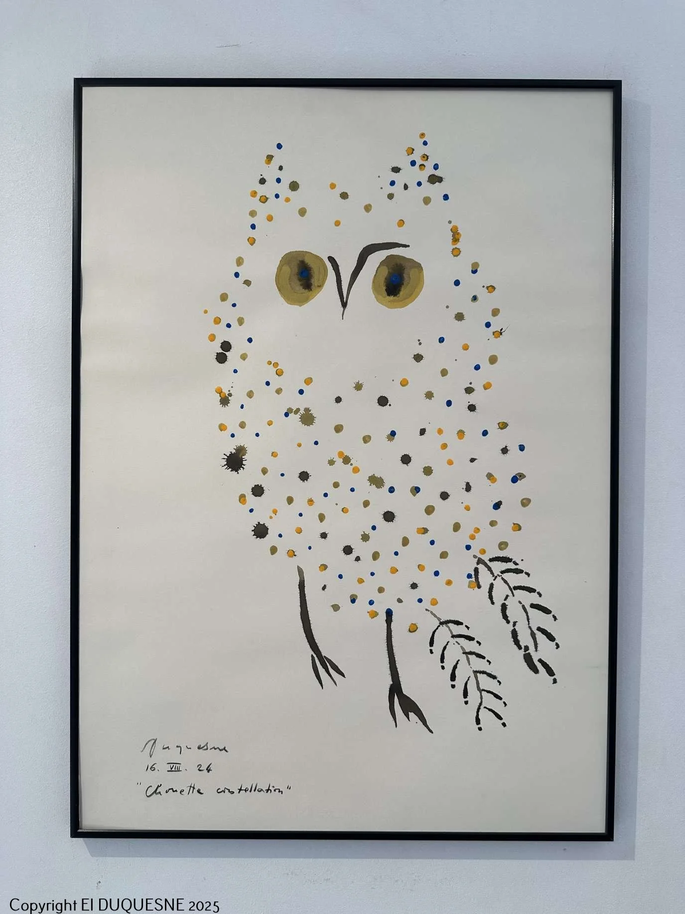 "CHOUETTE CONSTELLATION", peinture sur papier