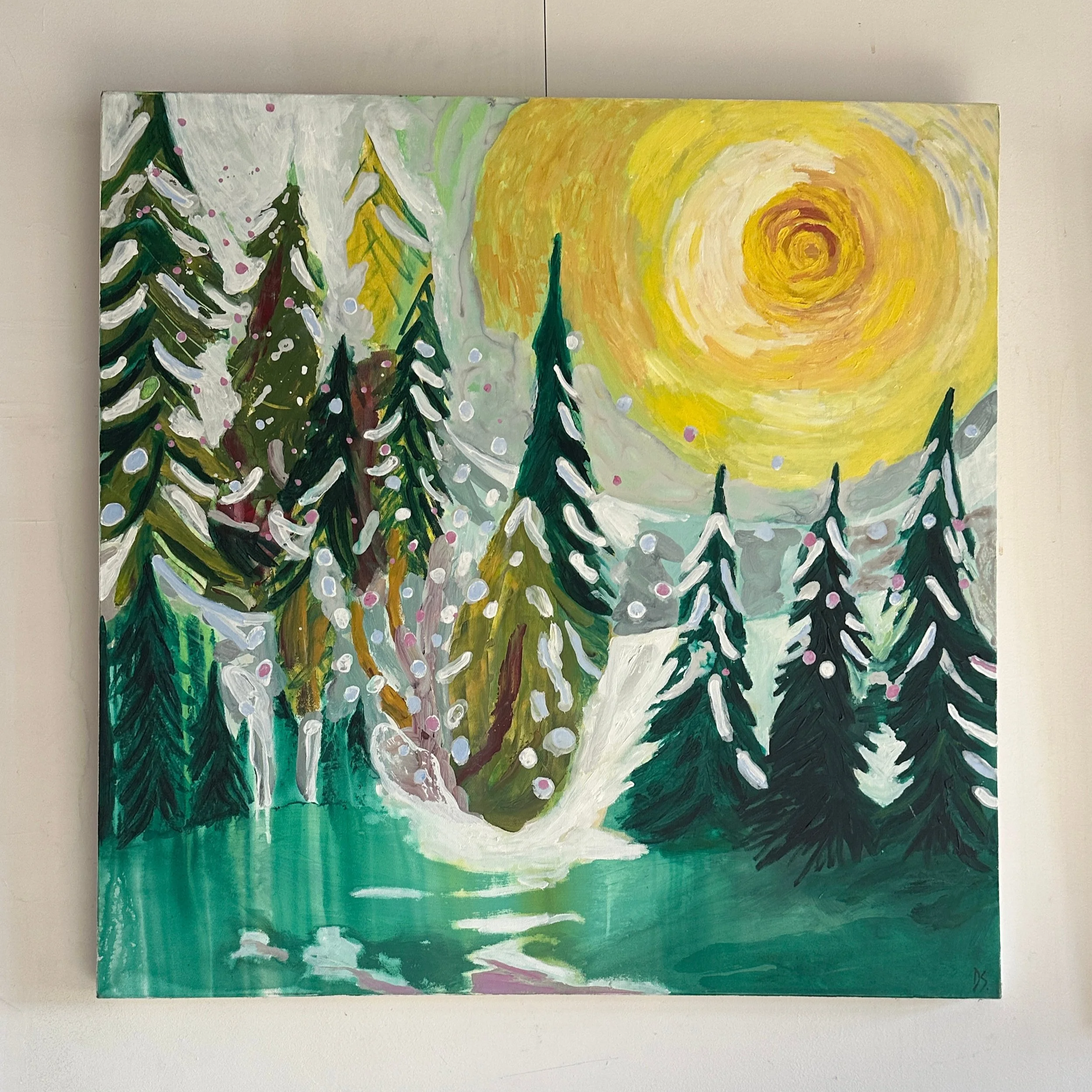 "Soleil d'hiver"; acrylique sur toile