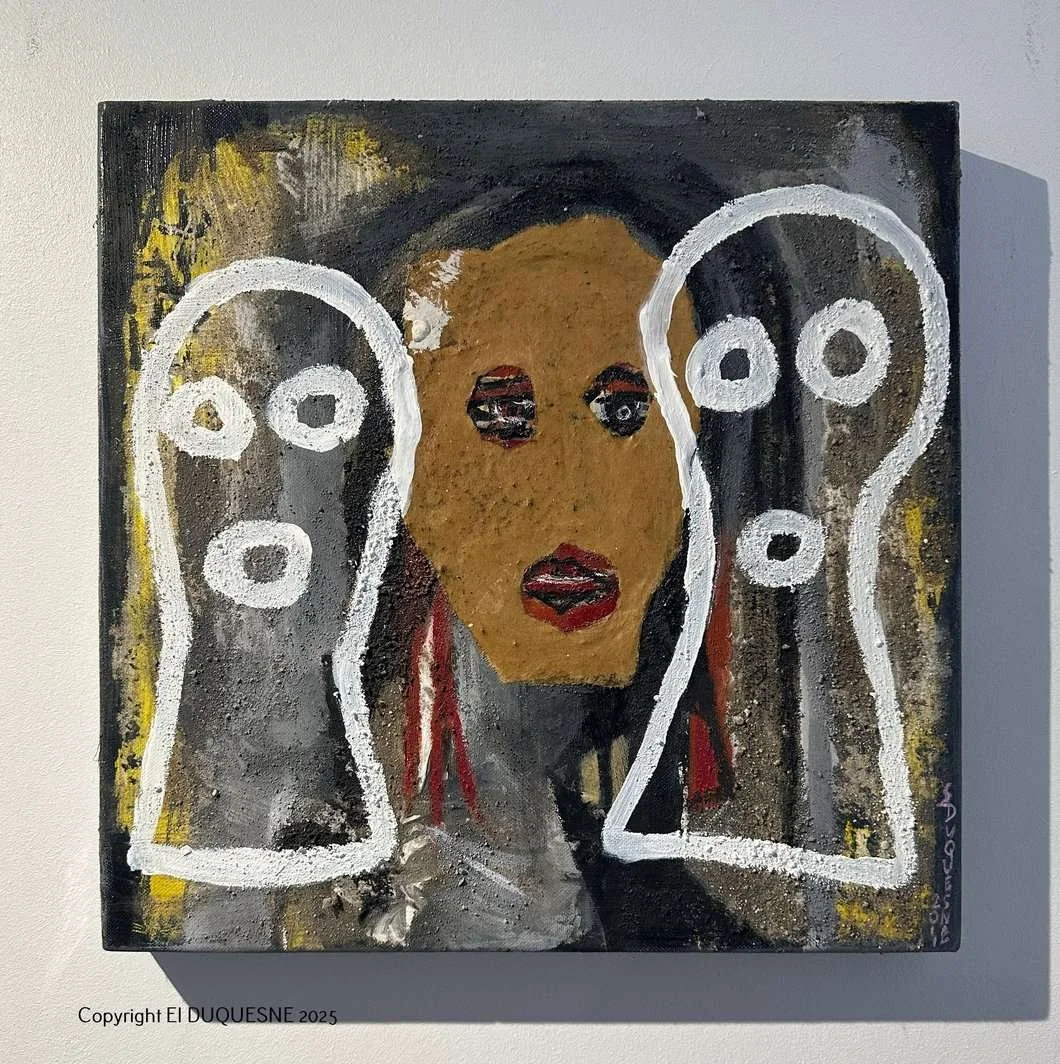 "Les masques II"

Collage sur toile , technique mixte 

40x 40 cm 

Prix : 450 €
