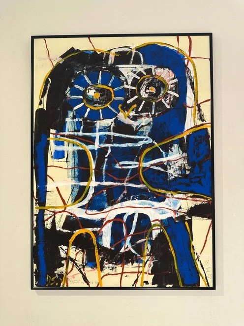 "CHOUETTE EXPRESSIONNISTE", peinture sur papier