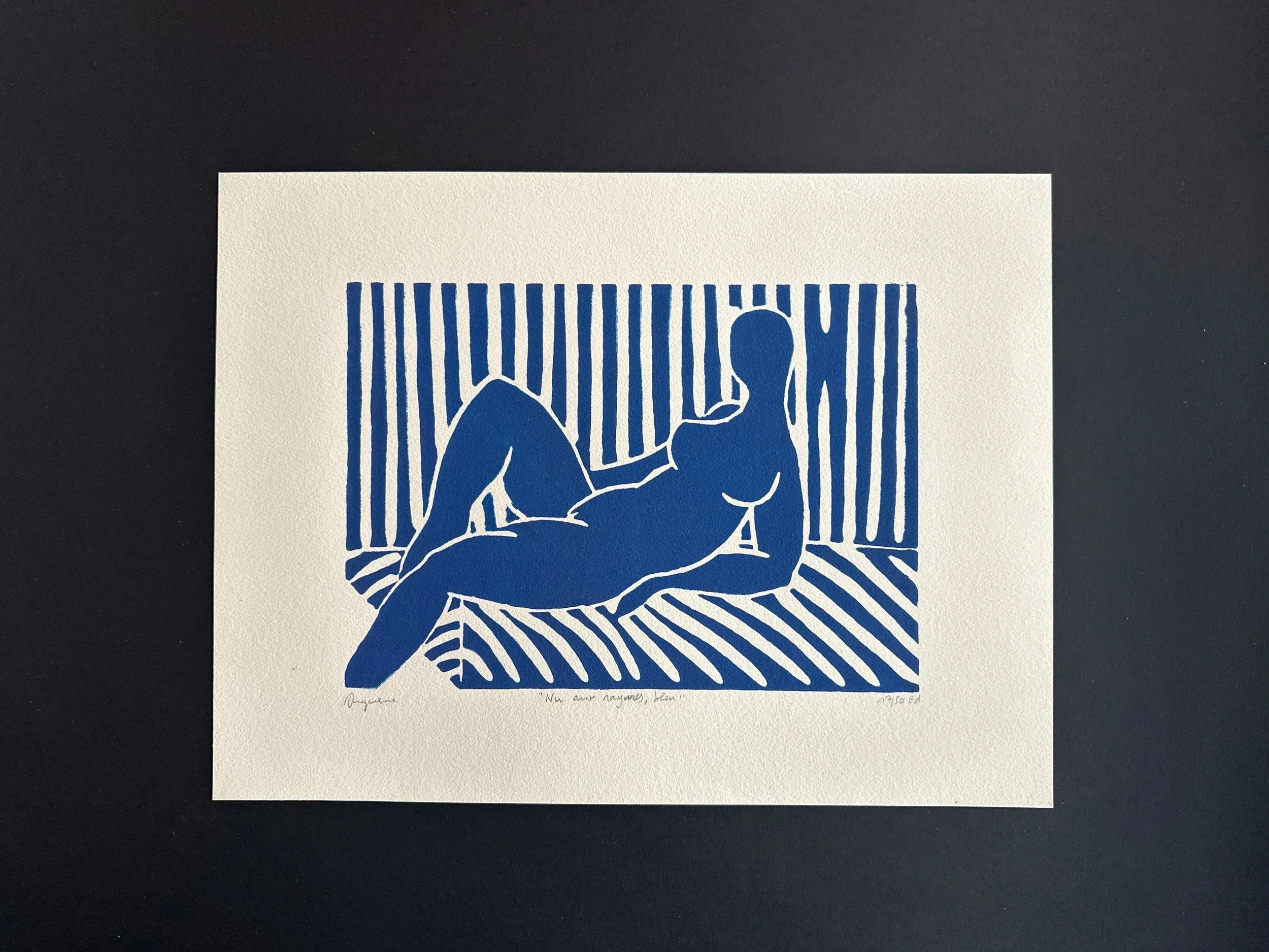 "Nu aux rayures, bleu", édition