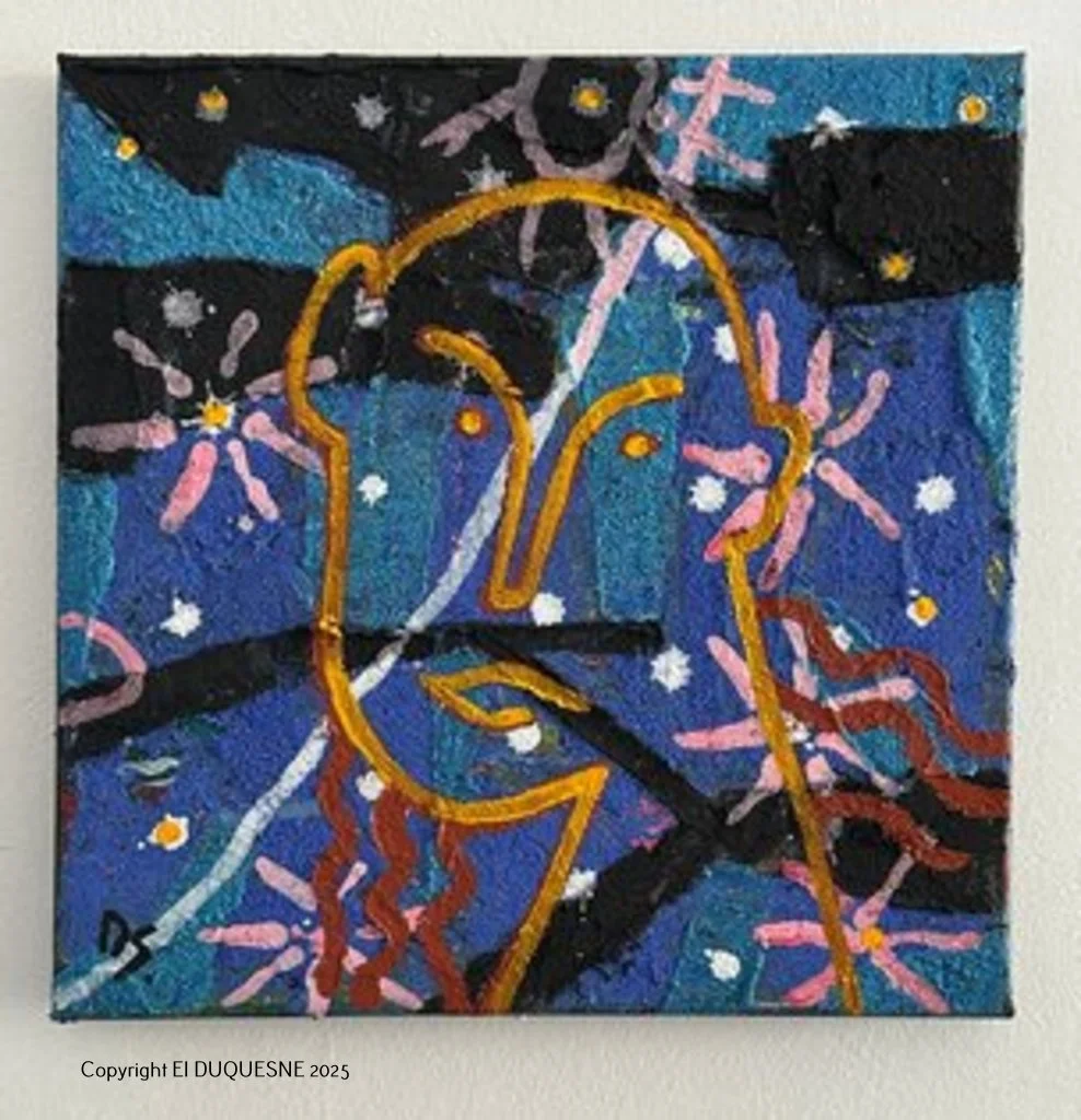 " L'esprit du poète ", peinture et matière sur toile
30 x 30 cm 
200 €