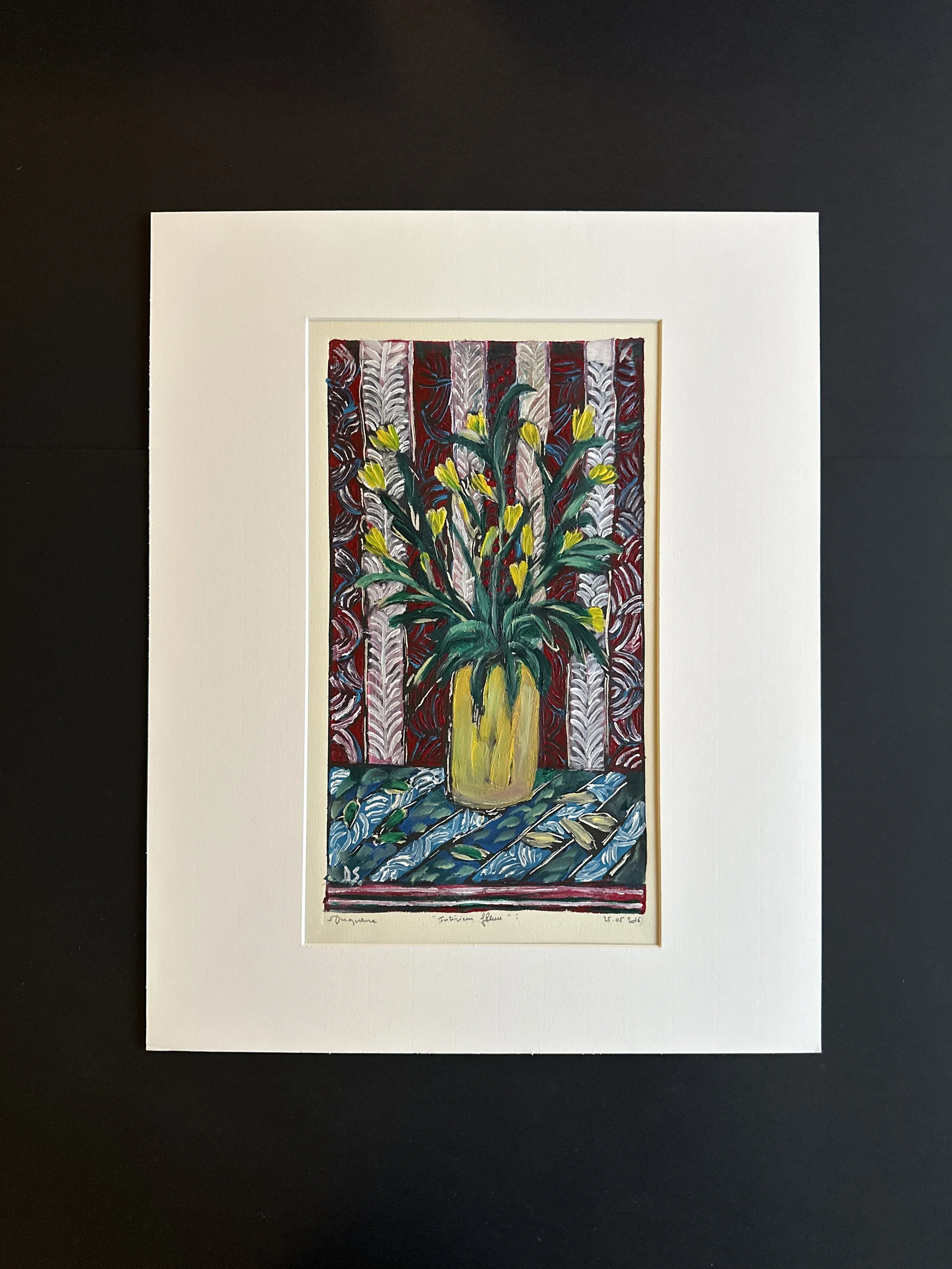 "INTÉRIEUR FLEURI", peinture sur papier