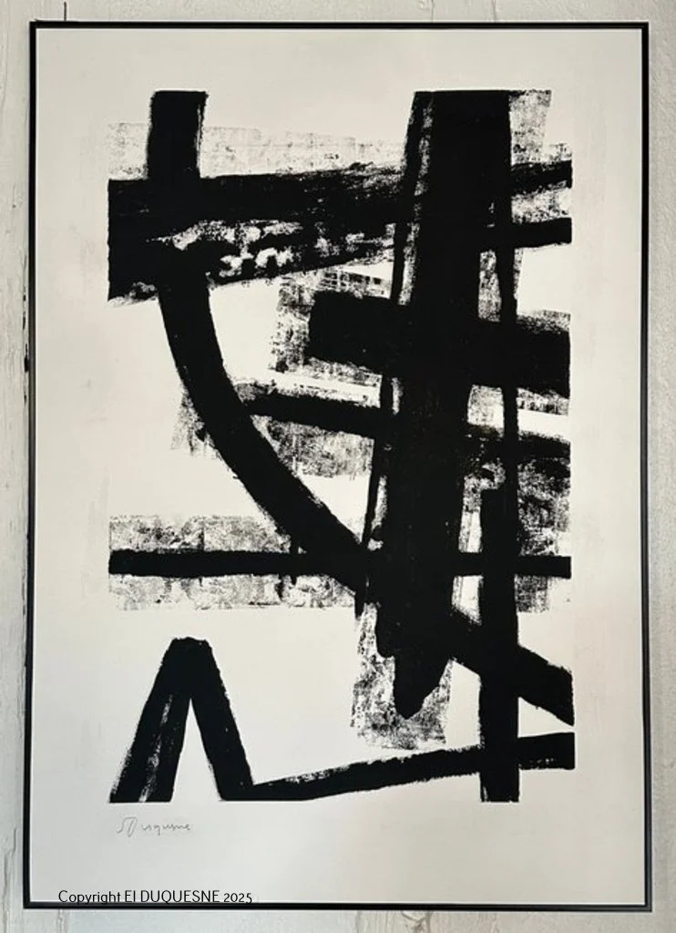 "HOMMAGE A PIERRE SOULAGES III"
Encre et acrylique sur papier, papier Fabriano
Prix : 2000 €  (LES TROIS HOMMAGES DE LA SERIE= 5000 €