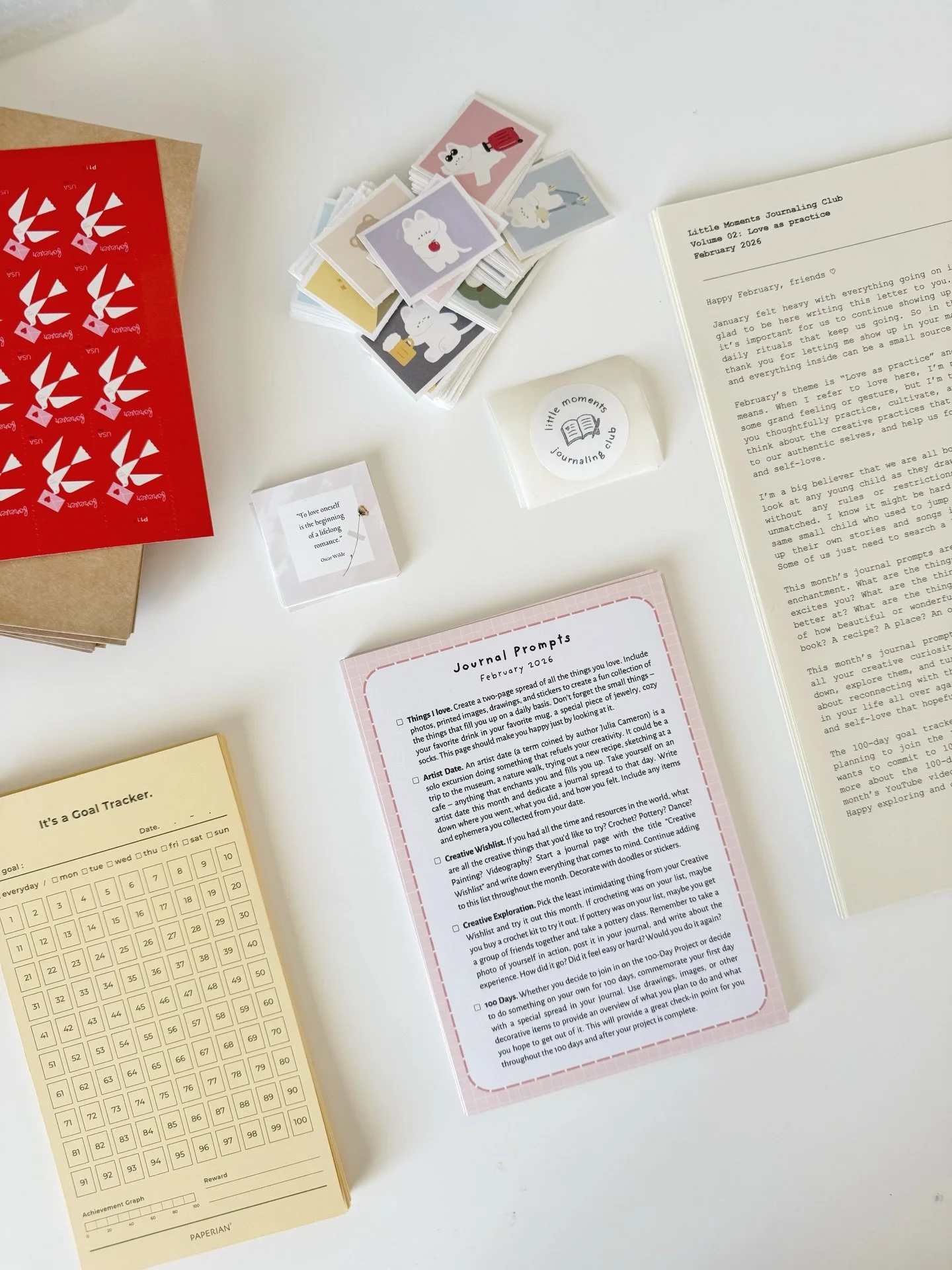 February snail mail for the Litte Moments Journaling Club ❤️

I love putting together all the elements of these mail packets each month. Choosing a theme for the month, picking out envelopes and stamps, brainstorming journaling prompts, curating/desi