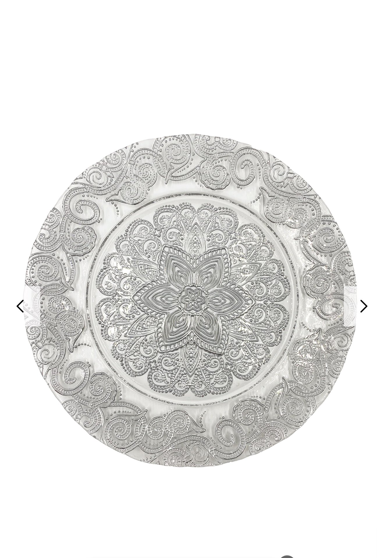 Silver Henna Glass Charger Plate