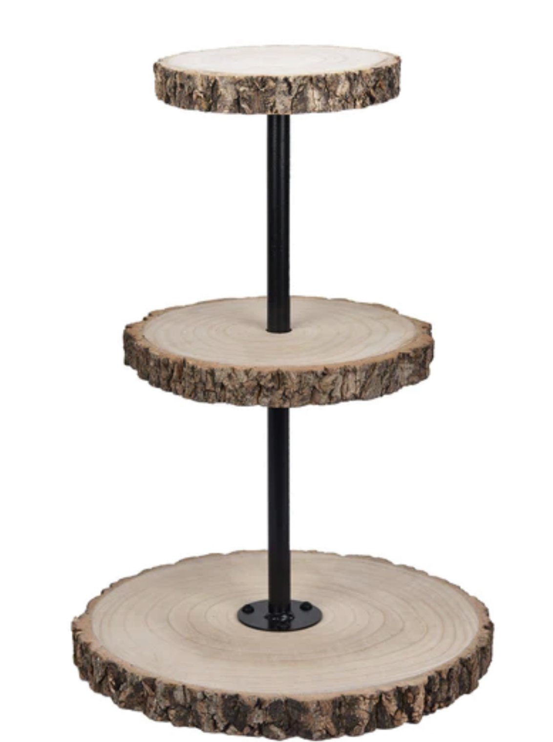 3 Tier Natural Wood Slice Dessert Stand 19" Tall