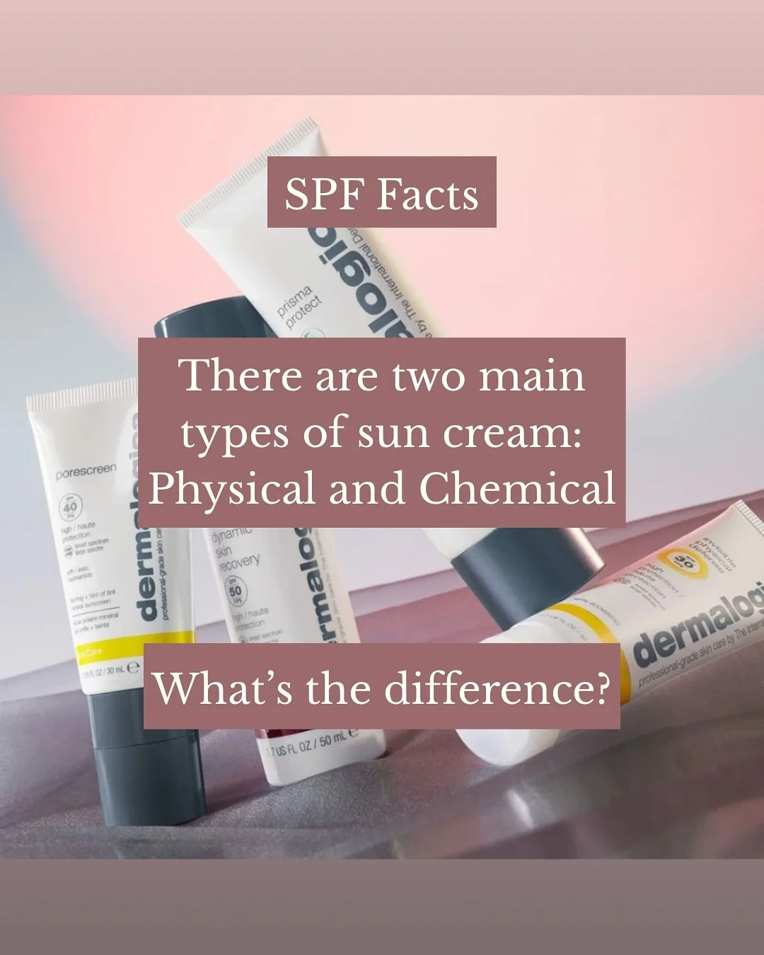 Understanding the difference between physical and chemical SPF’s can help you choose the right product for your skin. 
If you need any advice on which SPF product could work for you feel free to send me a message to discuss 🫶🏻