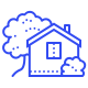 Outline drawing of a house with a tree nearby for exterior painting services by G.D. Painting MN