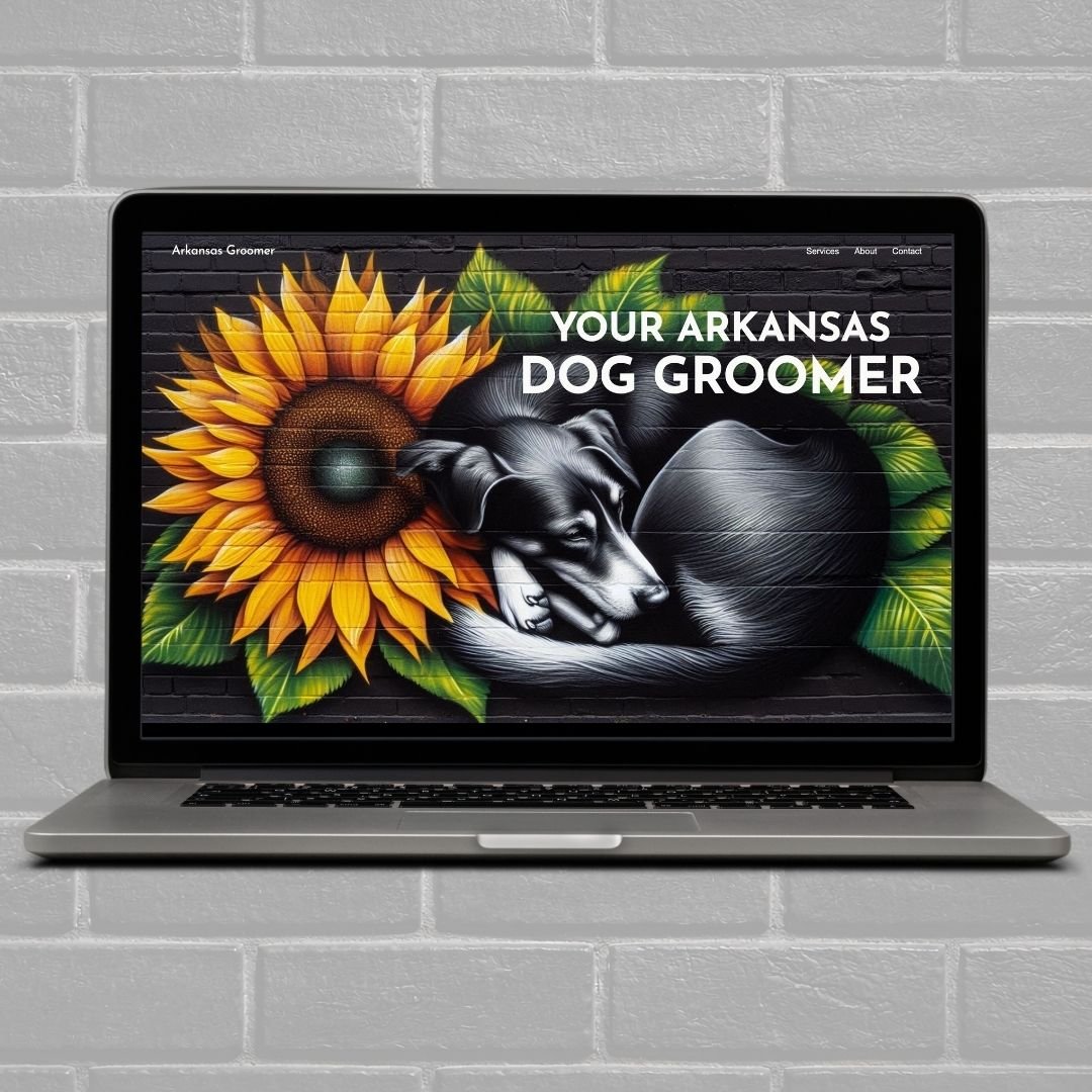 dog groomer website design by pixels unleashed displayed on laptop