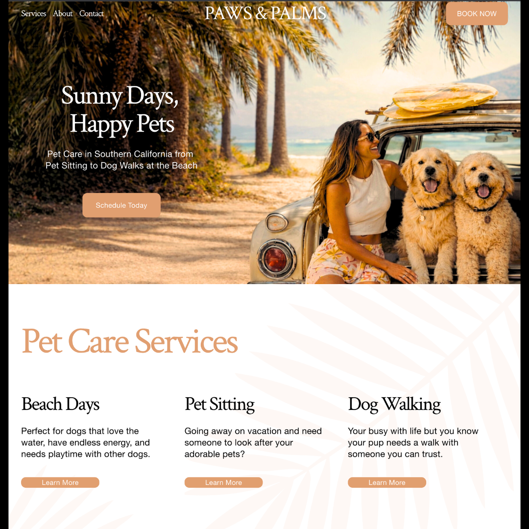pet care business website design