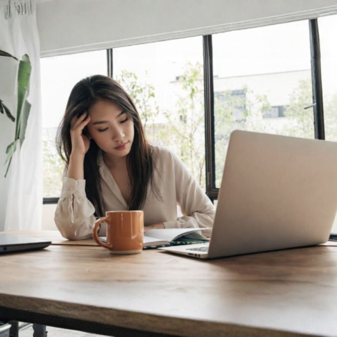woman sitting at computer