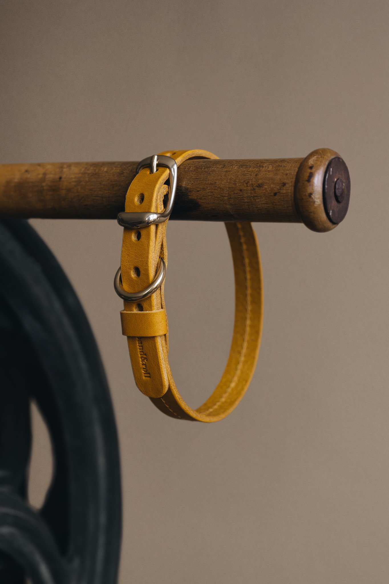 yellow leather collar