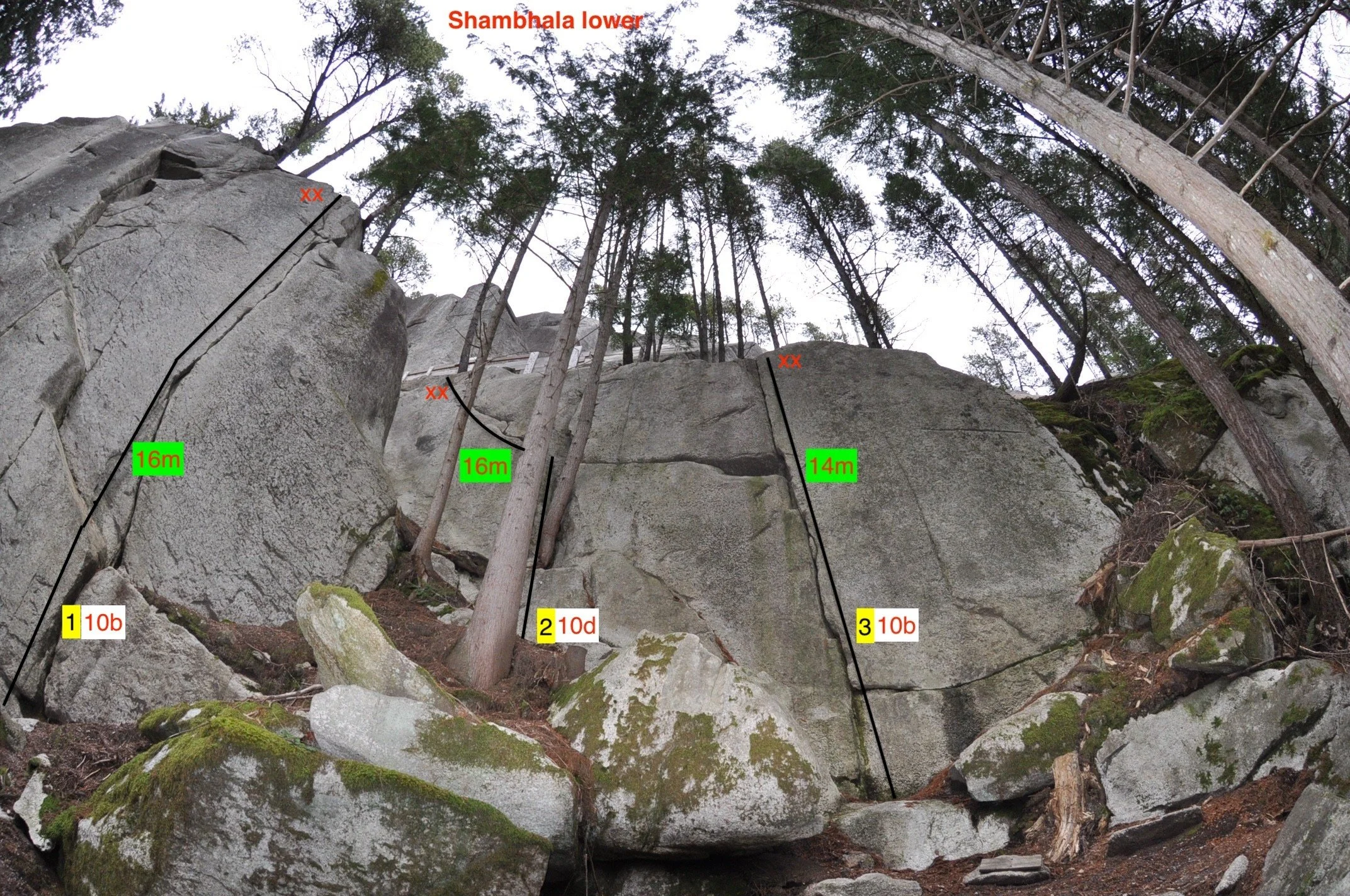 Shambhala Lower
1.	Anders' solo route, gear (Anders Ourom);
2.	The path, gear;
3.	The road, gear;
