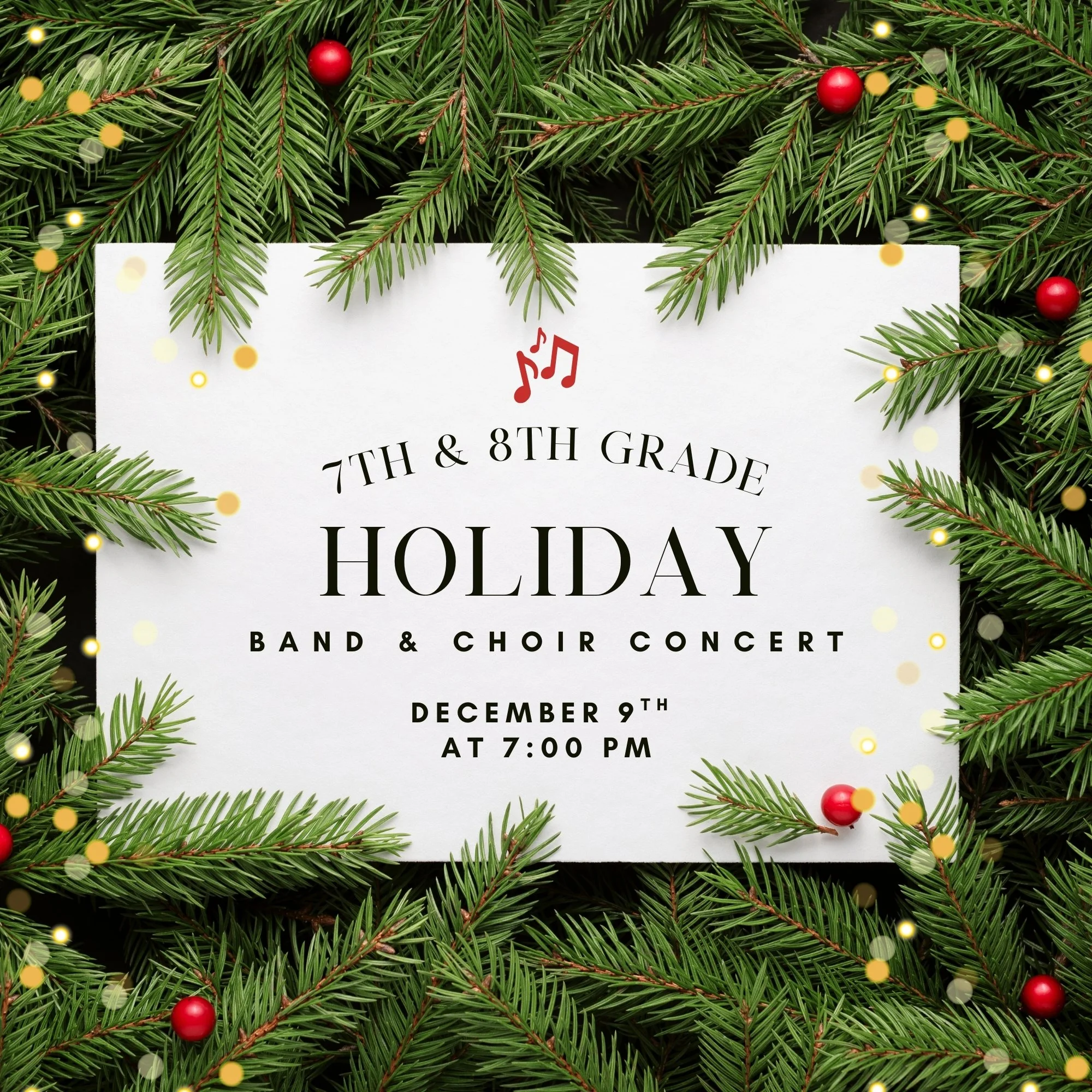 7th & 8th Grade Holiday Band & Choir Concert