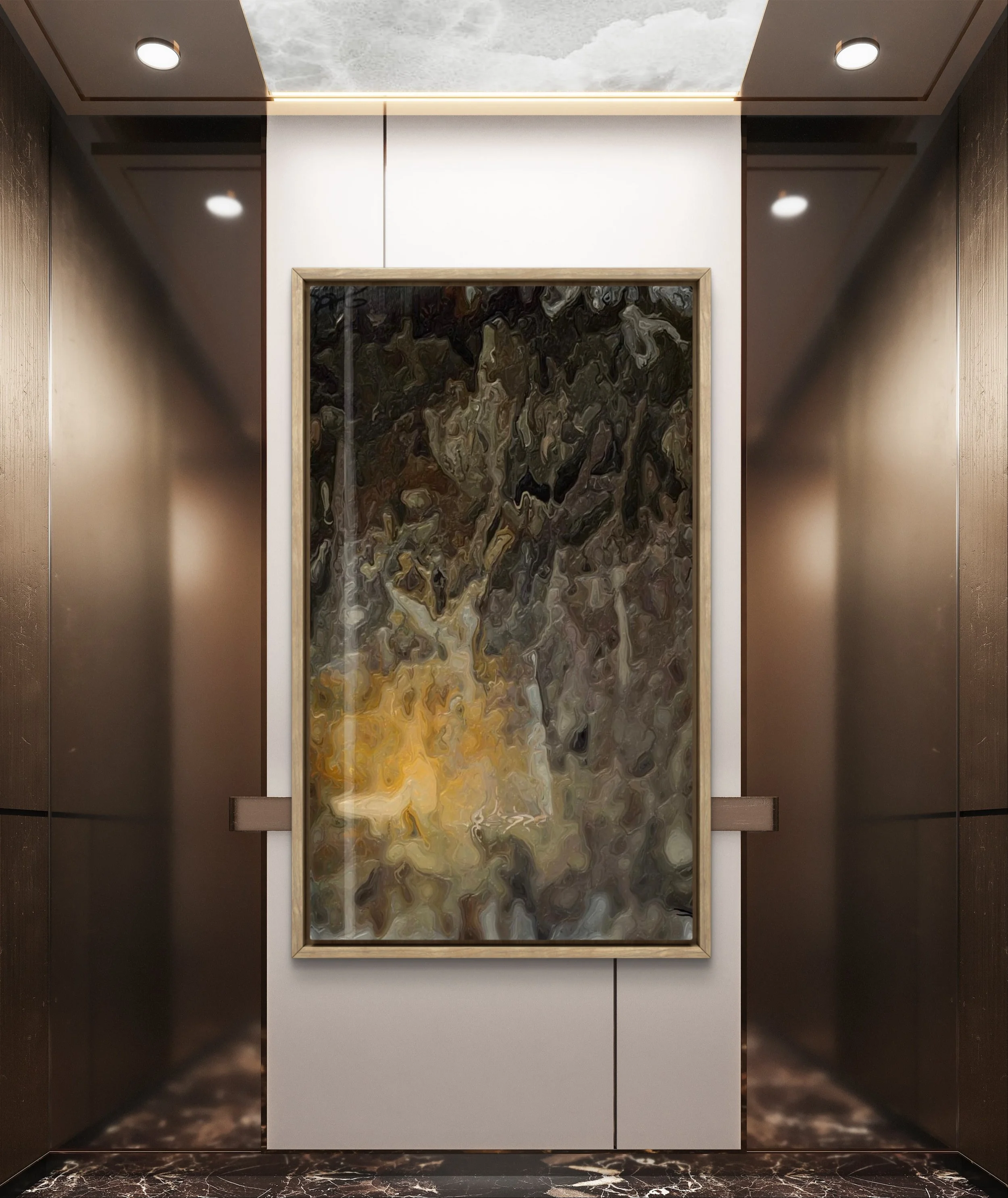 Umber Haze (2023) Mixed Media on Canvas. 28 x 48 x 1. Sold.