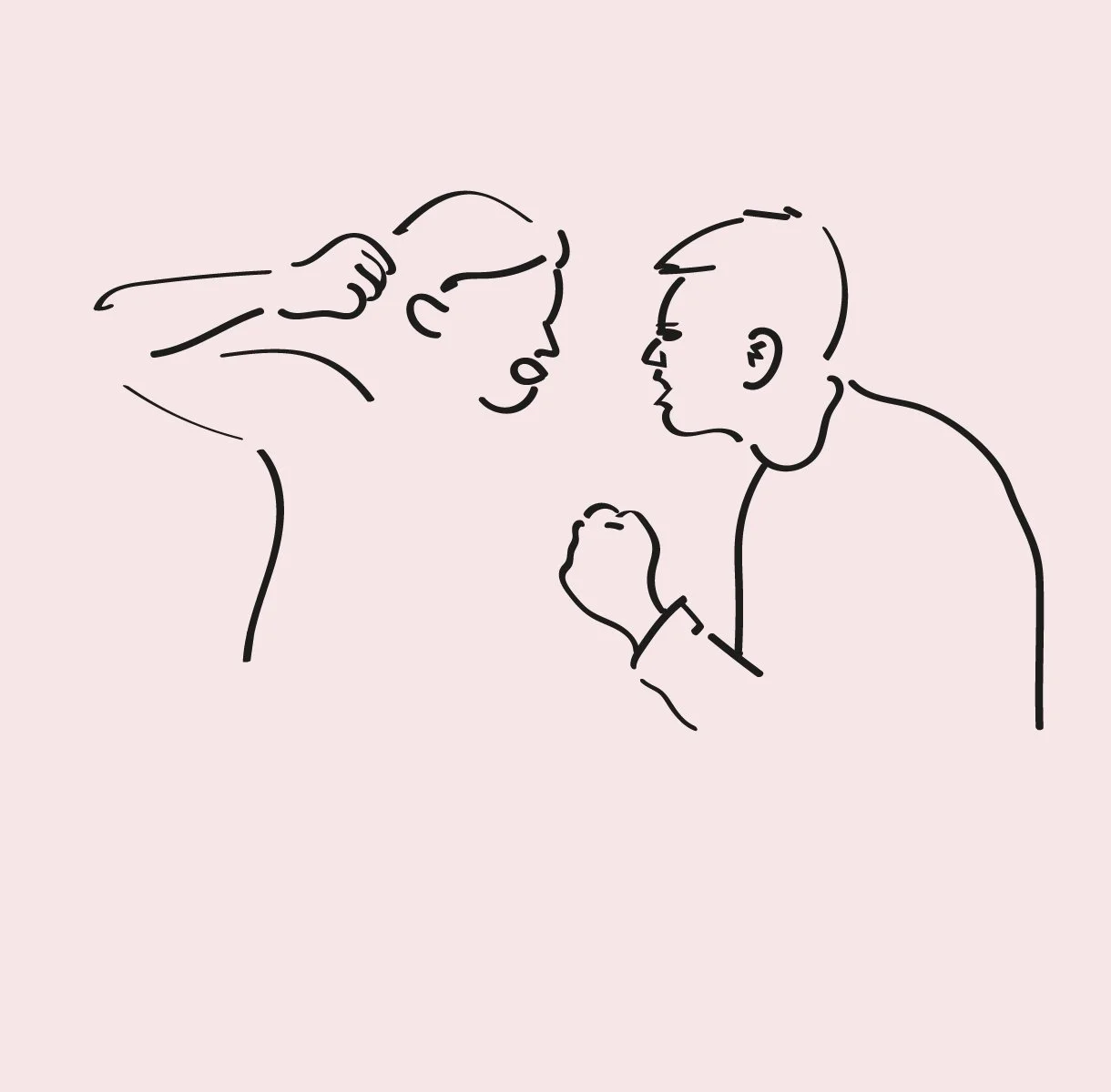 Linjetegning av mann og kvinne som krangler.