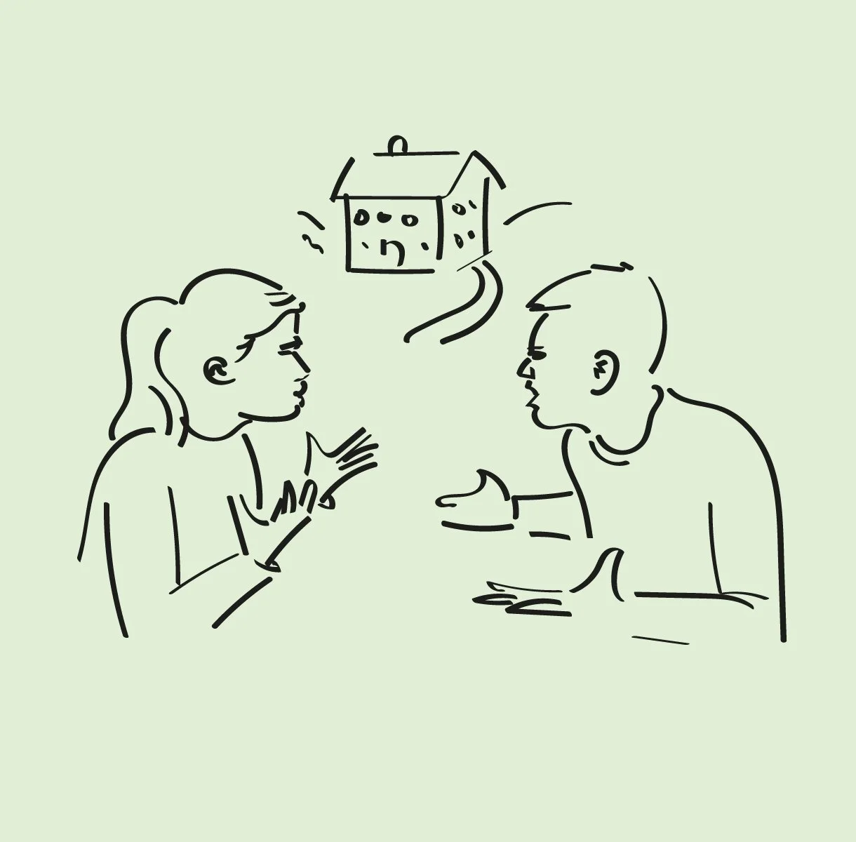 Linjetegning av ett par som krangler.