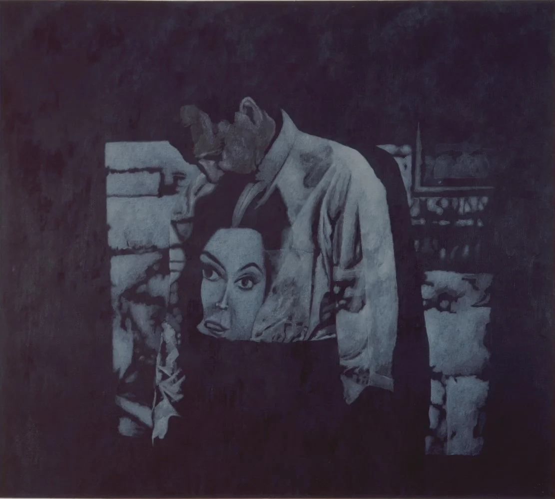 A Tale of Floating Weeds, 1987, 60” x 60”, oil and etching ink on canvas