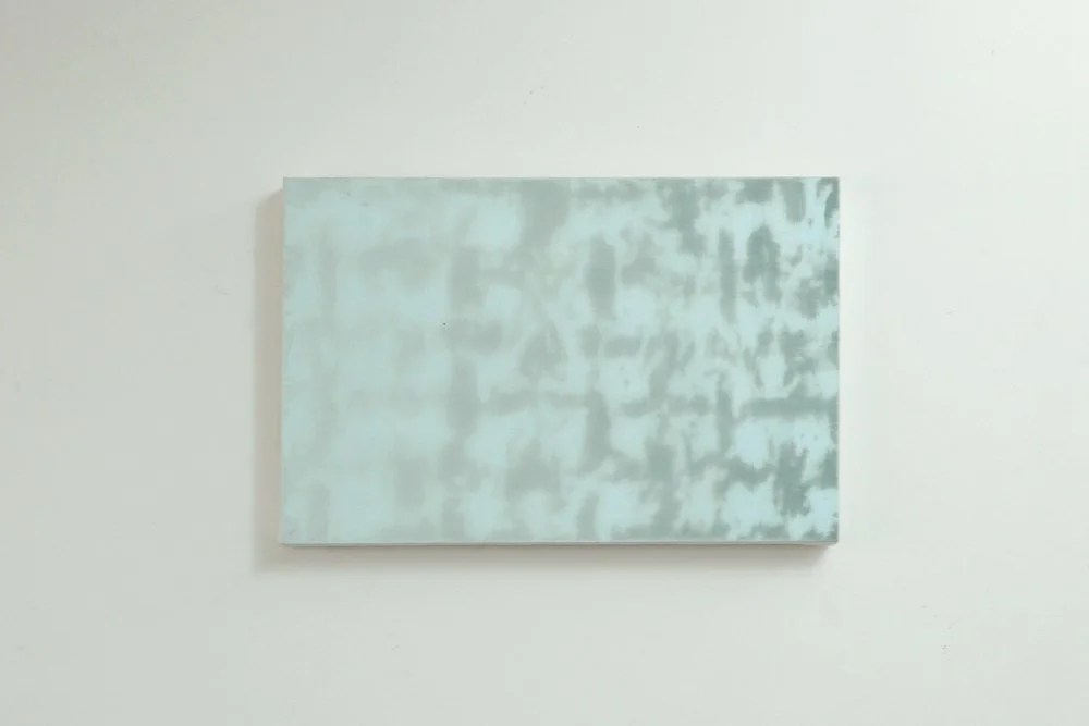 Blue-Grey Receding Painting, 1998, 18” tall x 24” wide. oil on canvas.
