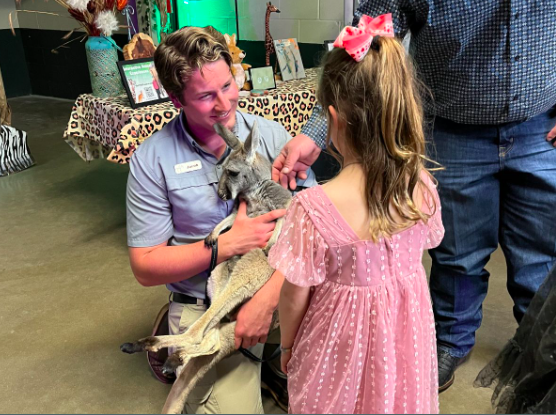 Holding kangaroo in Fredericksburg at daddy daughter dance in Texas.