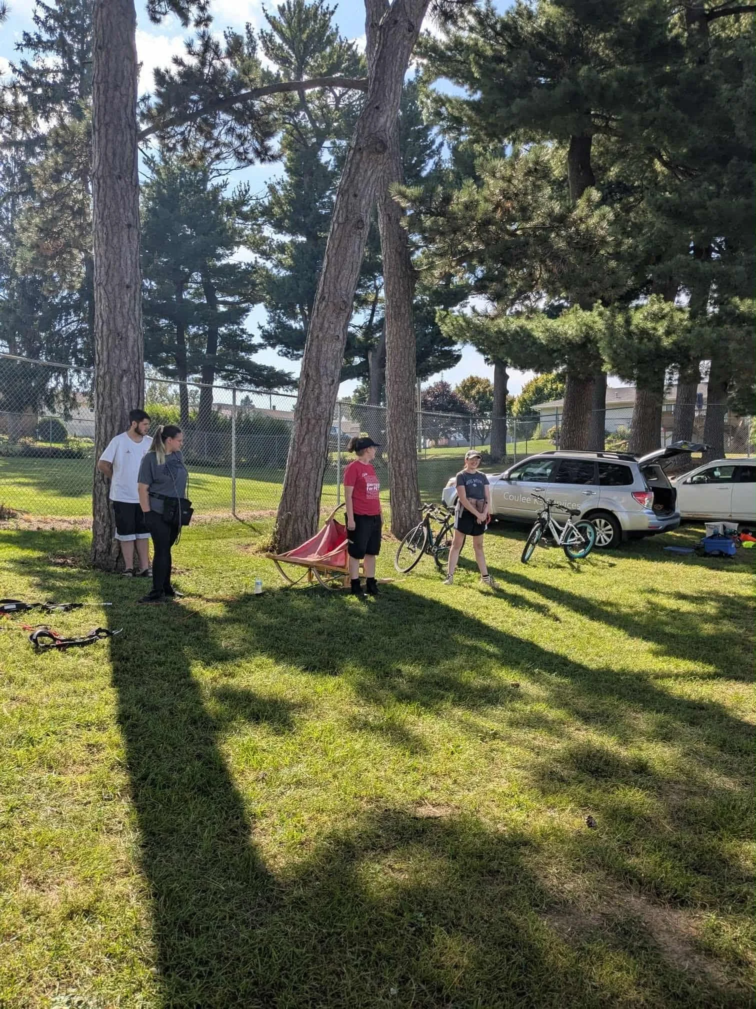 Moderators talking at the first event coulee k9's dog powered sports event.jpg