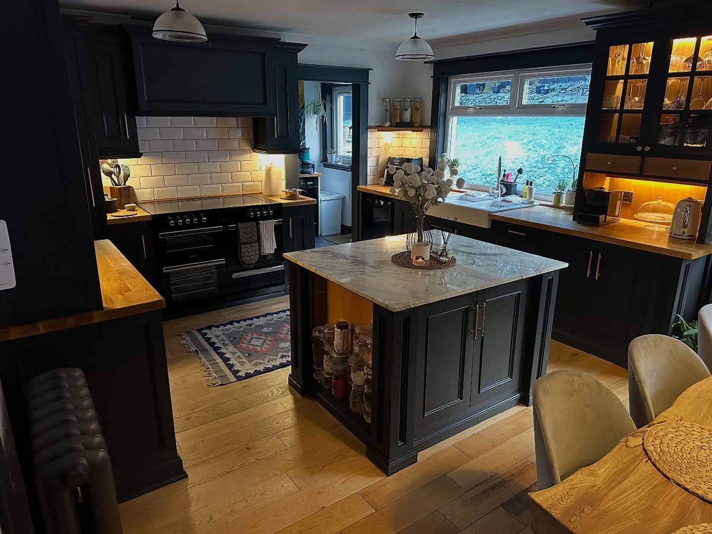 A kitchen renovation we done. We ripped the old kitchen out and took the walls back to the studs, after that we insulated the walls, done some wall panelling then fitted the new handmade kitchen.

*The kitchen was made by us in the workshop. All hard