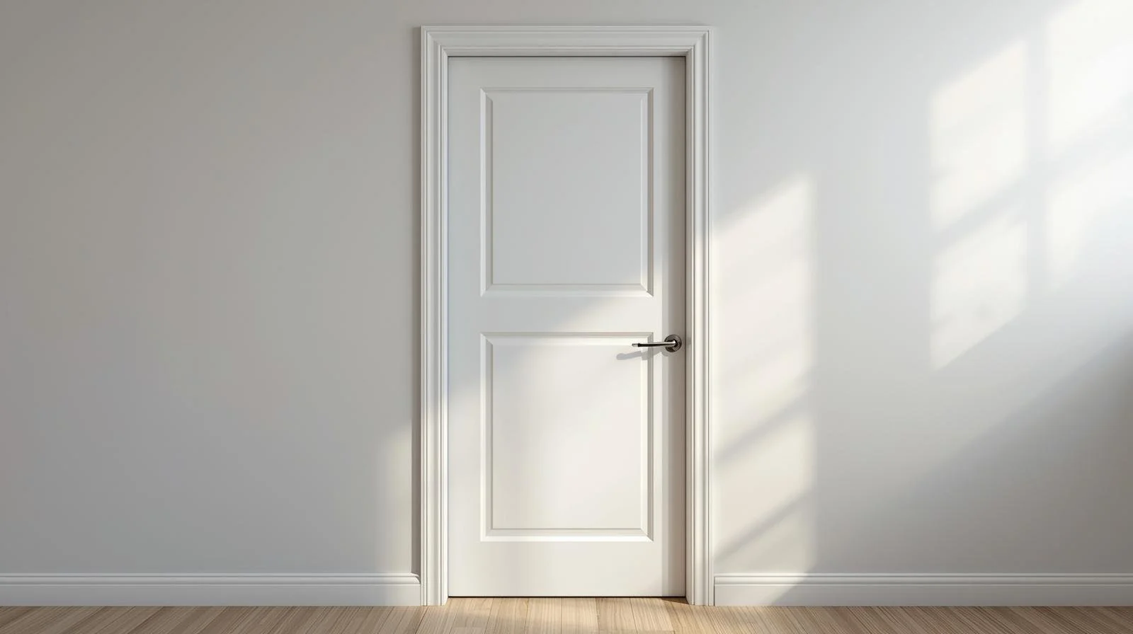 Closed white bedroom door demonstrating the safe alternative to closing vents for managing heating costs in unused rooms