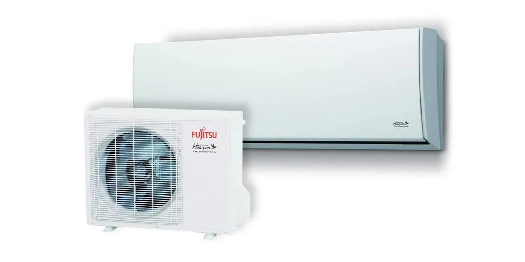 Fujitsu Halcyon DC Inverter ductless mini split indoor wall unit and outdoor condenser system