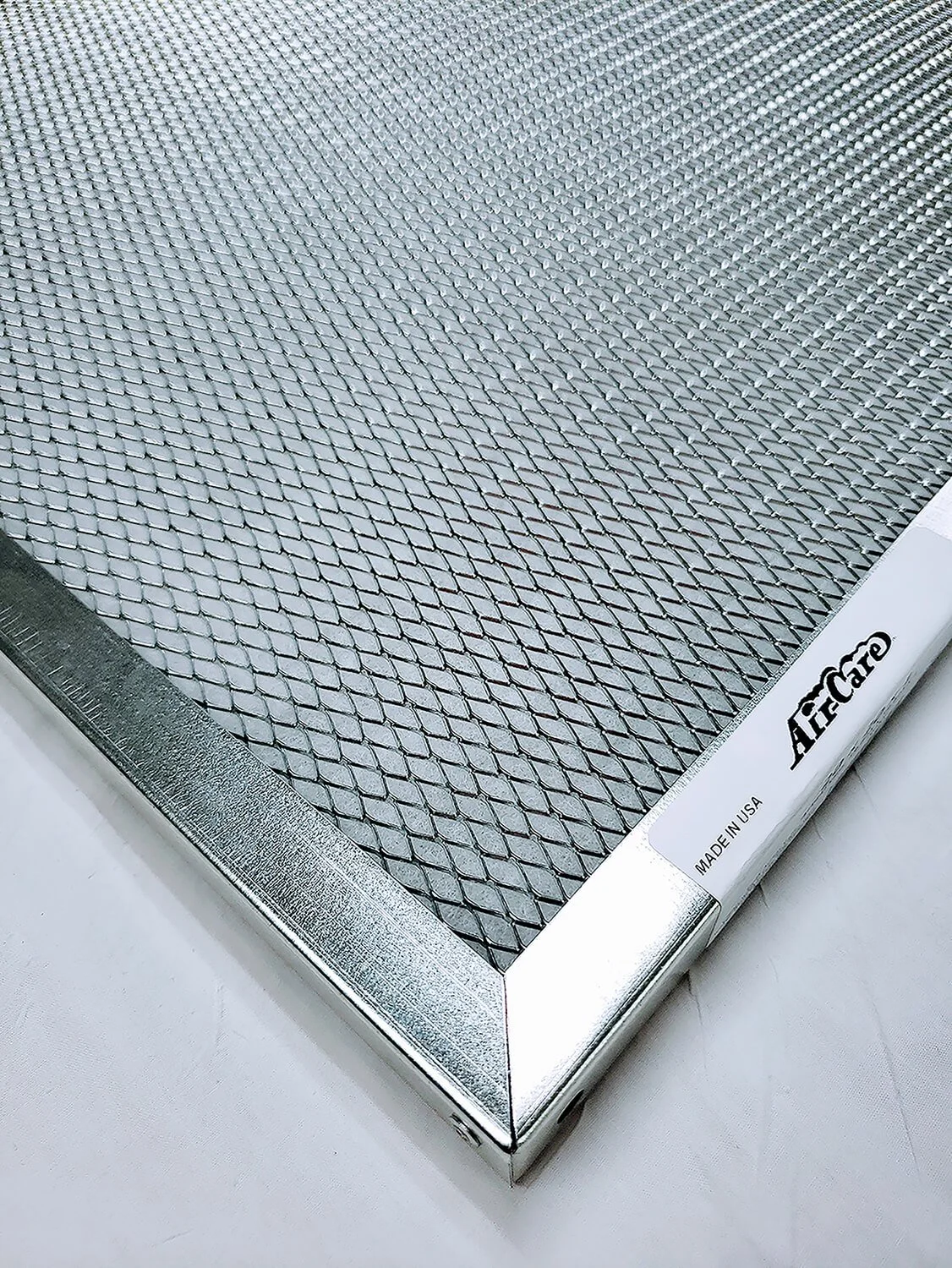 AirCare washable electrostatic AC filter with rigid aluminum frame and diamond-pattern metal mesh media