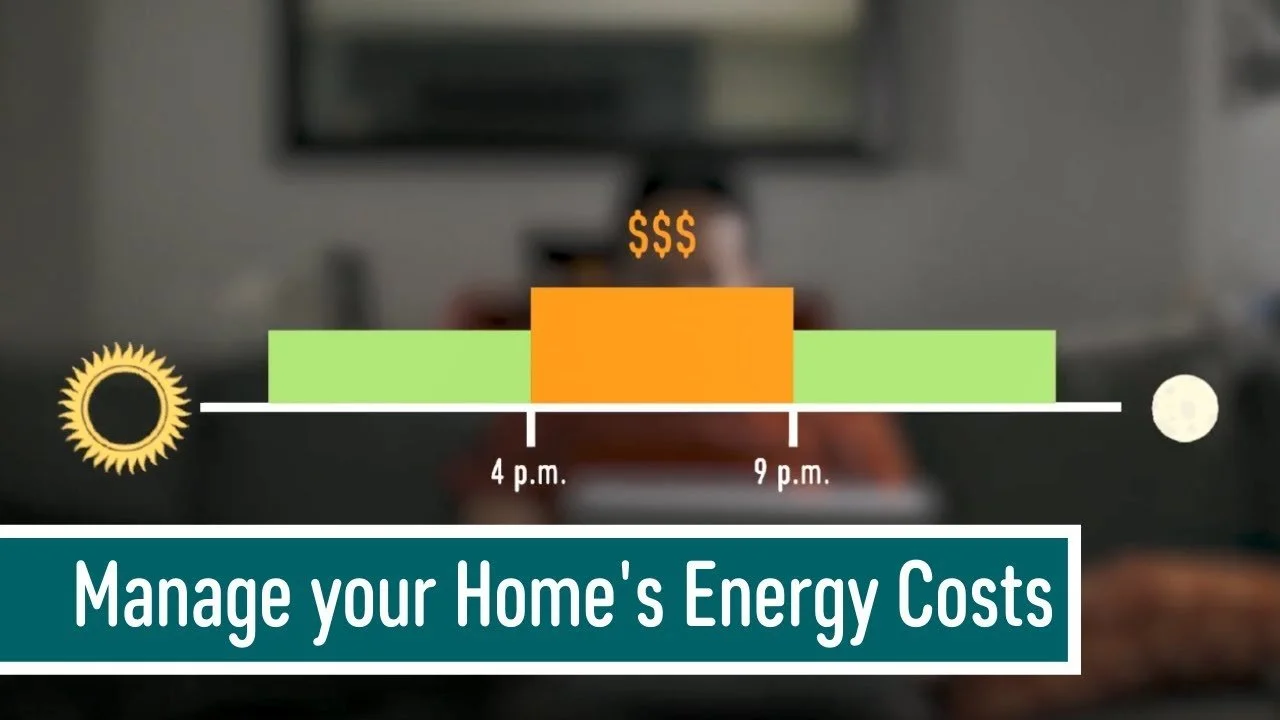graphic showing Southern California Edison time-of-use electricity rates with peak pricing between 4 PM and 9 PM