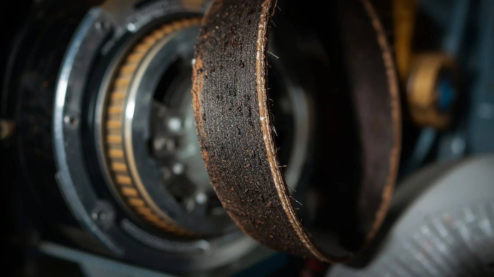 worn and cracked HVAC blower motor belt showing damage from skipped maintenance