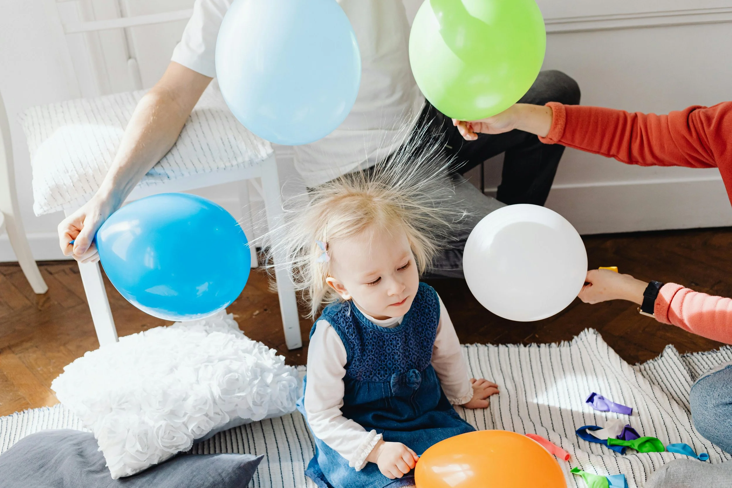 young child with static electricity causing hair to stand up from dry indoor air during winter showing low humidity effects