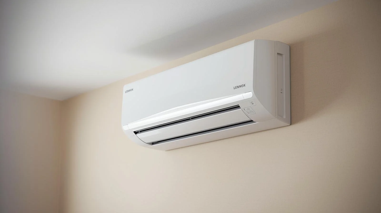 Lennox ductless mini-split indoor air handler wall-mounted for smart thermostat integration in Orange County home