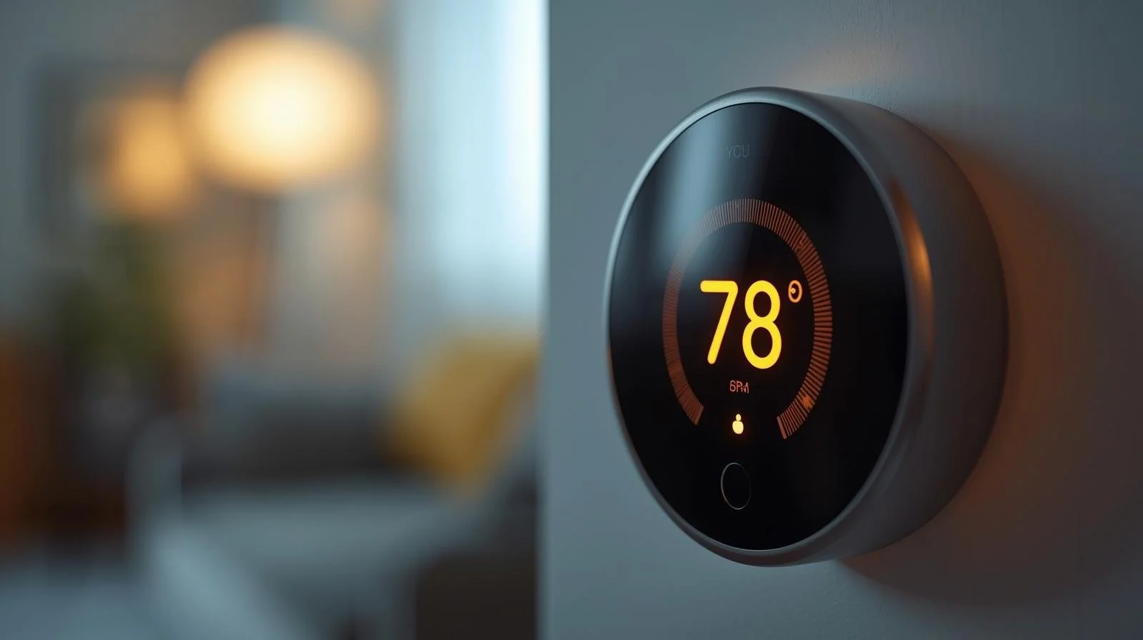 Nest smart thermostat showing 78 degree summer setting for efficient air conditioning and lower energy bills