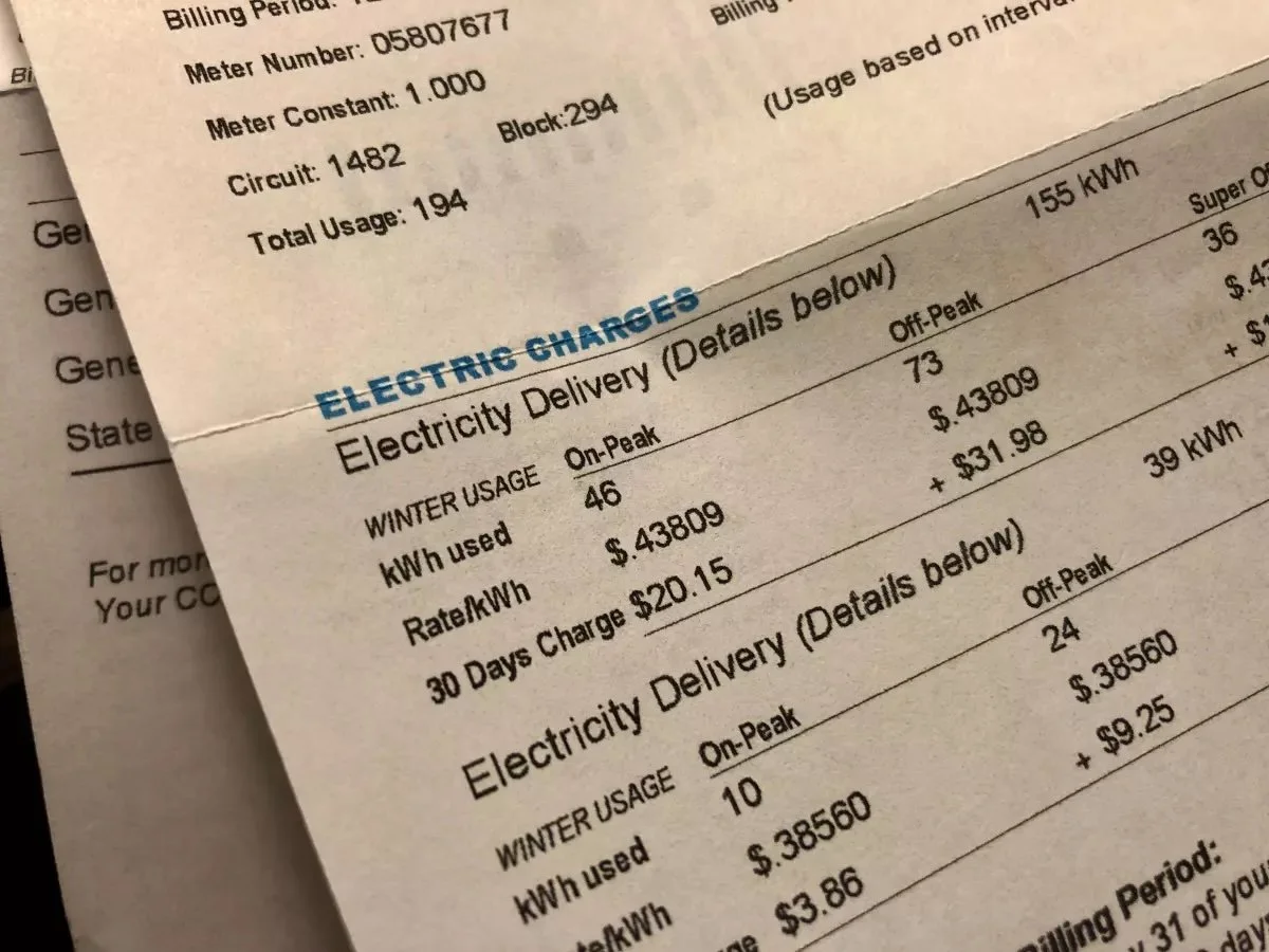 southern California Edison electric bill showing high energy costs