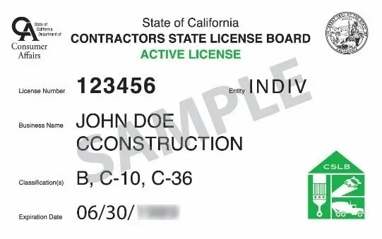 "California Contractors State License Board HVAC contractor license verification for licensed home service company